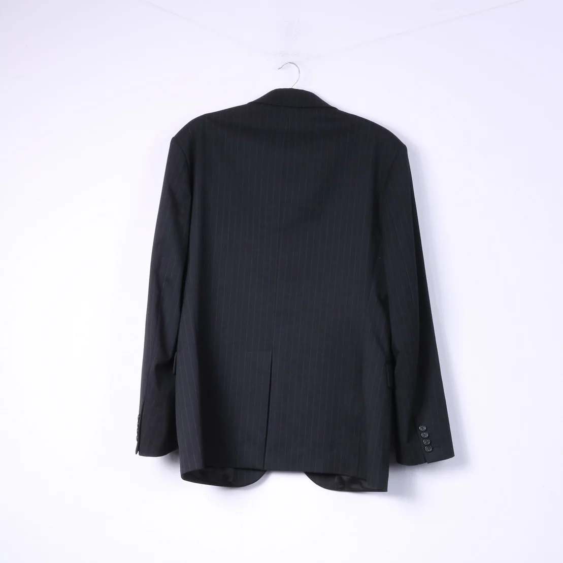 United Colors Of Benetton Men 50 40 Suit Blazer Trousers Black Striped Single Breasted Stretch - Image 6
