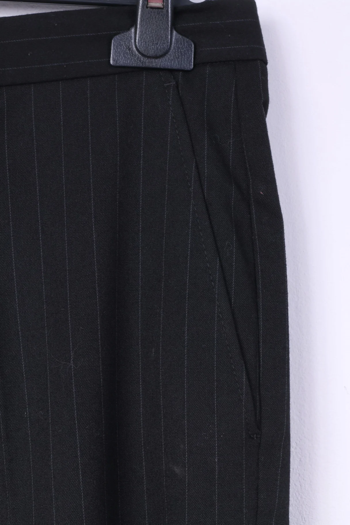 United Colors Of Benetton Men 50 40 Suit Blazer Trousers Black Striped Single Breasted Stretch - Image 8