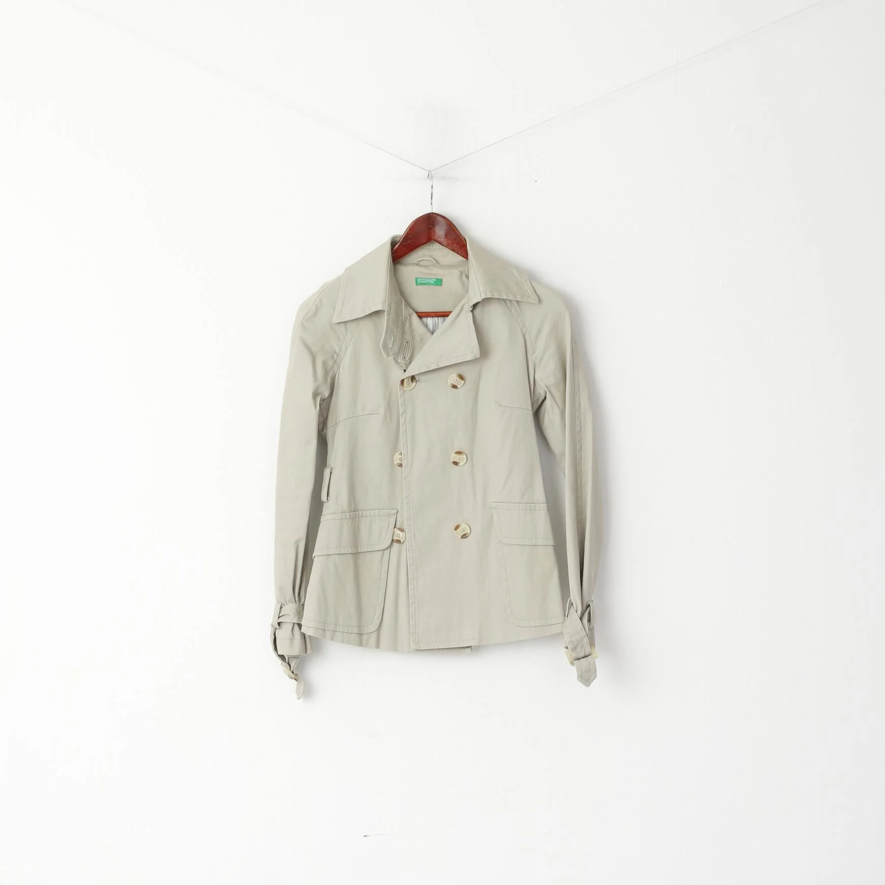 United Colors Of Benetton Women 38 XS Jacket Beige Double Breasted Classic Top - Image 2