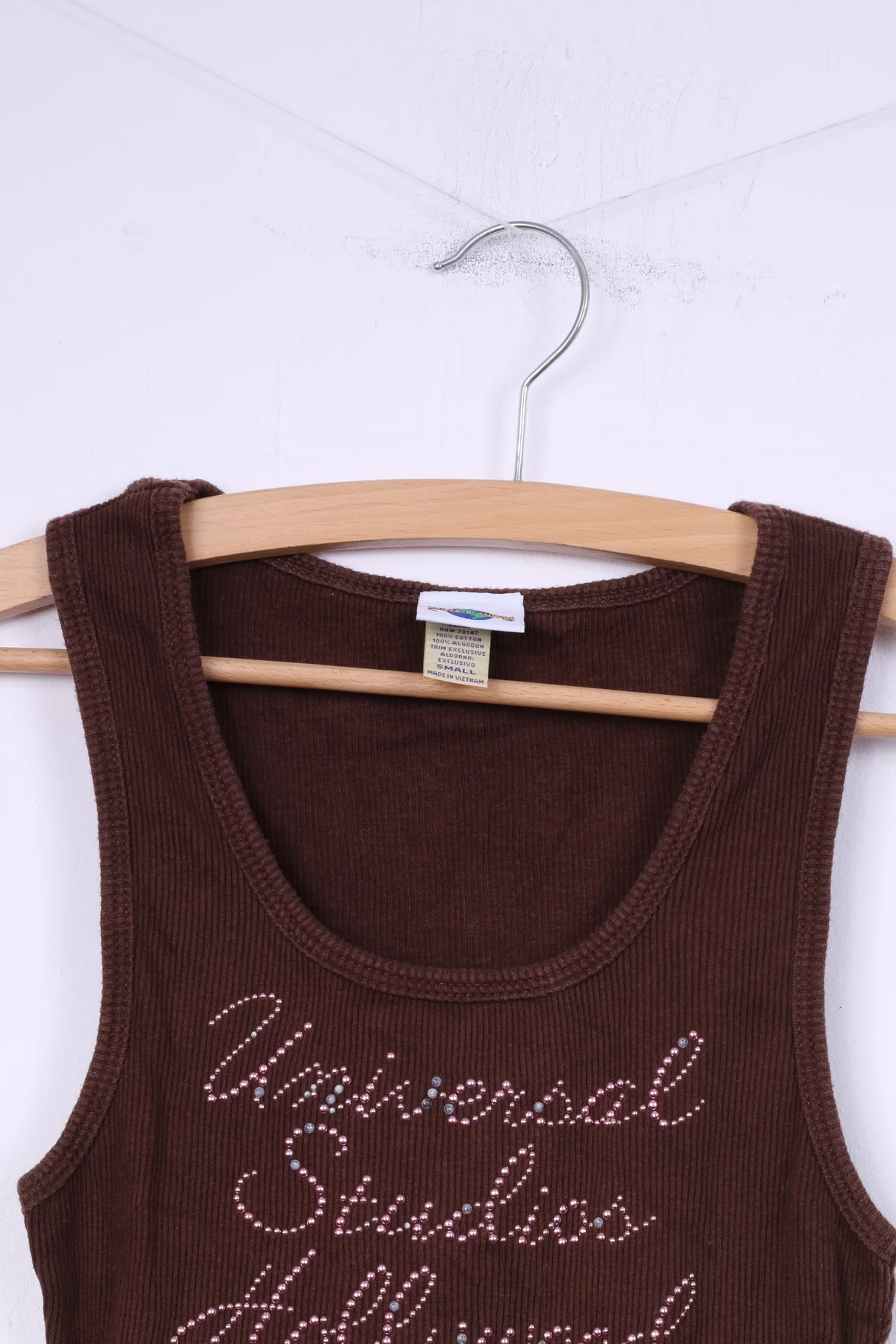 Universal Studios Womens S Tank Top Vest Brown Cotton Top - Image 2