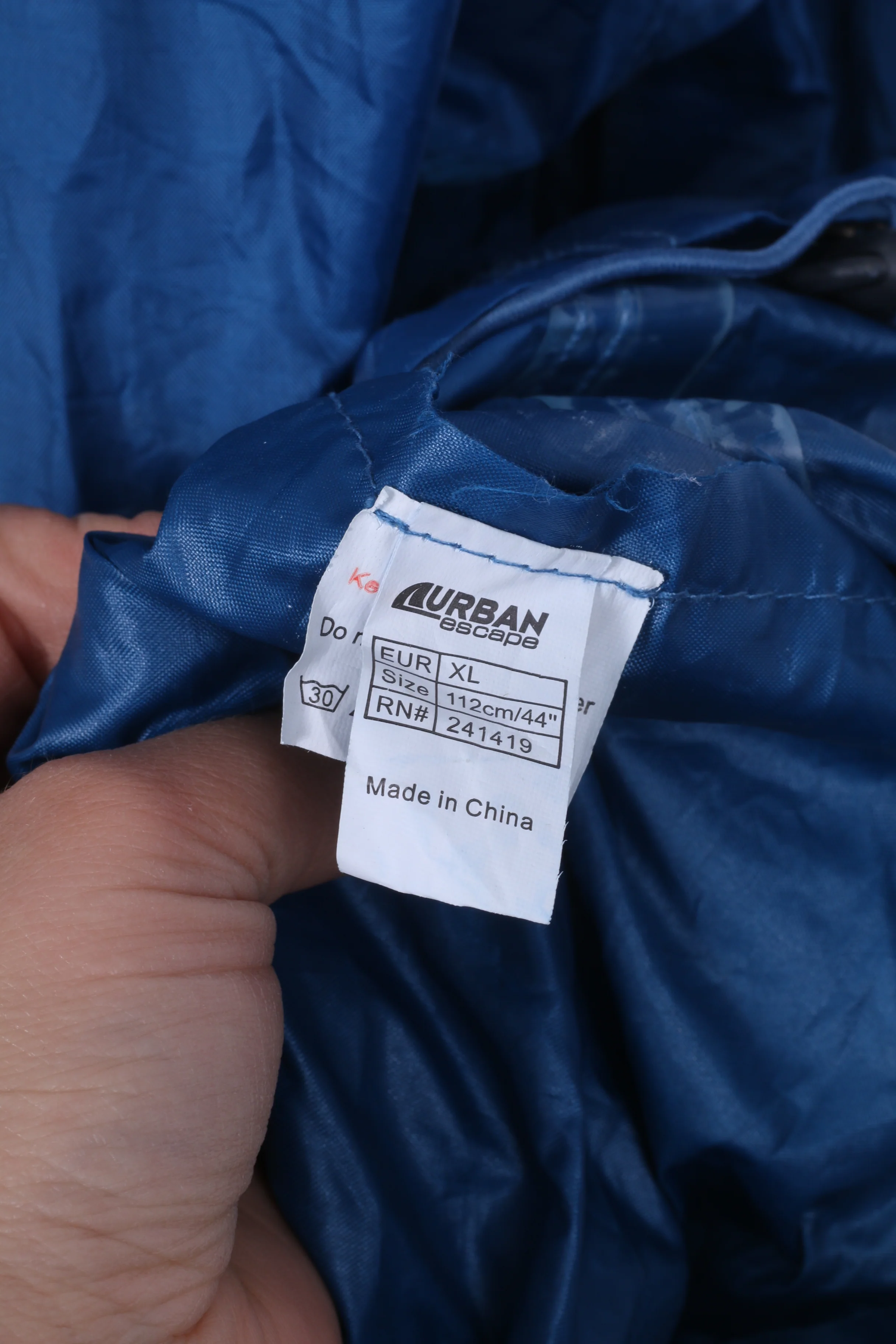 Urban Espace Unisex XL Rain Jacket Waterproof Blue Full Zipper - Image 4