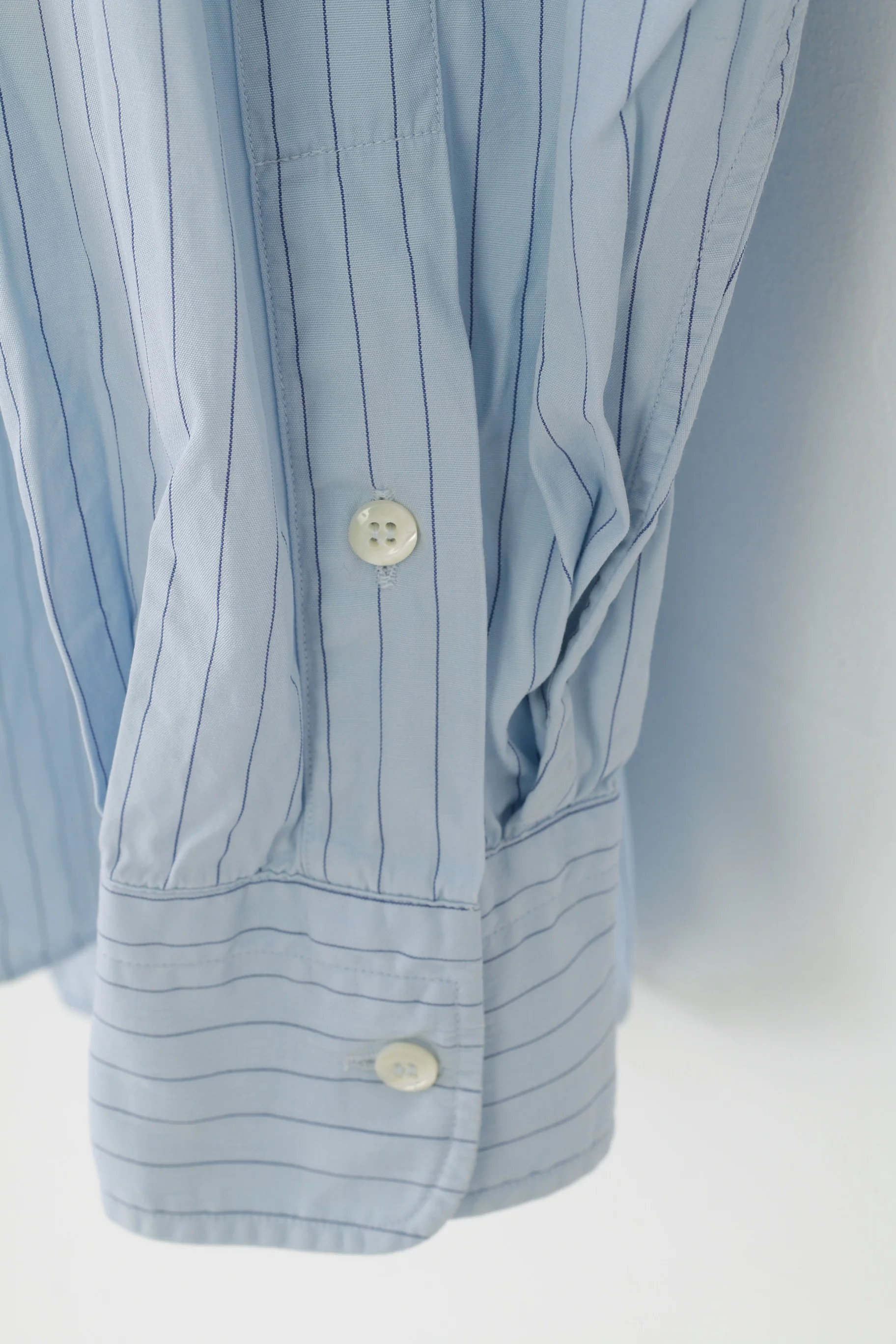 Valentino Men 39 15 1/2 L Casual Shirt Blue Striped Long Sleeve Cotton Italy Top - Image 3