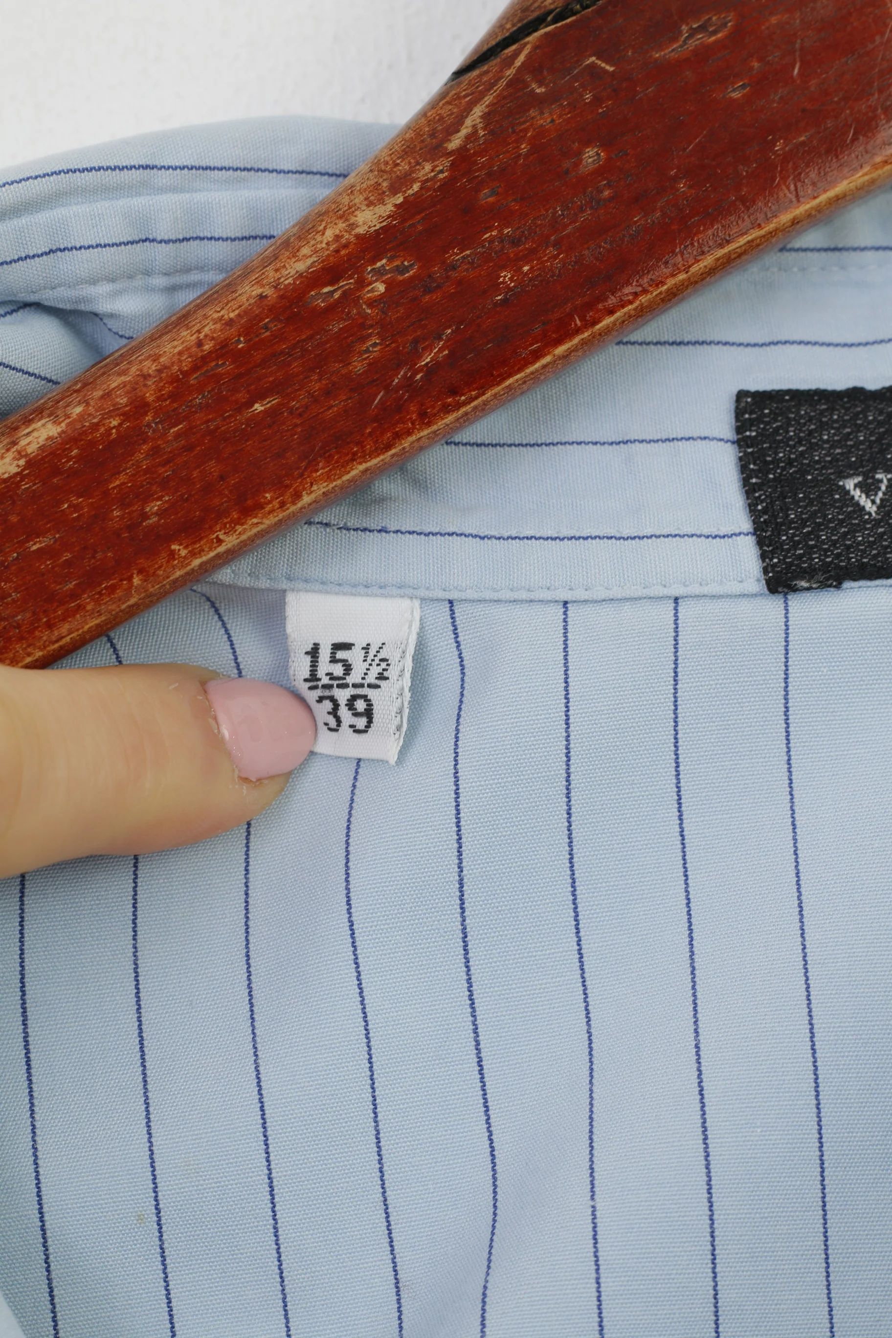 Valentino Men 39 15 1/2 L Casual Shirt Blue Striped Long Sleeve Cotton Italy Top - Image 5