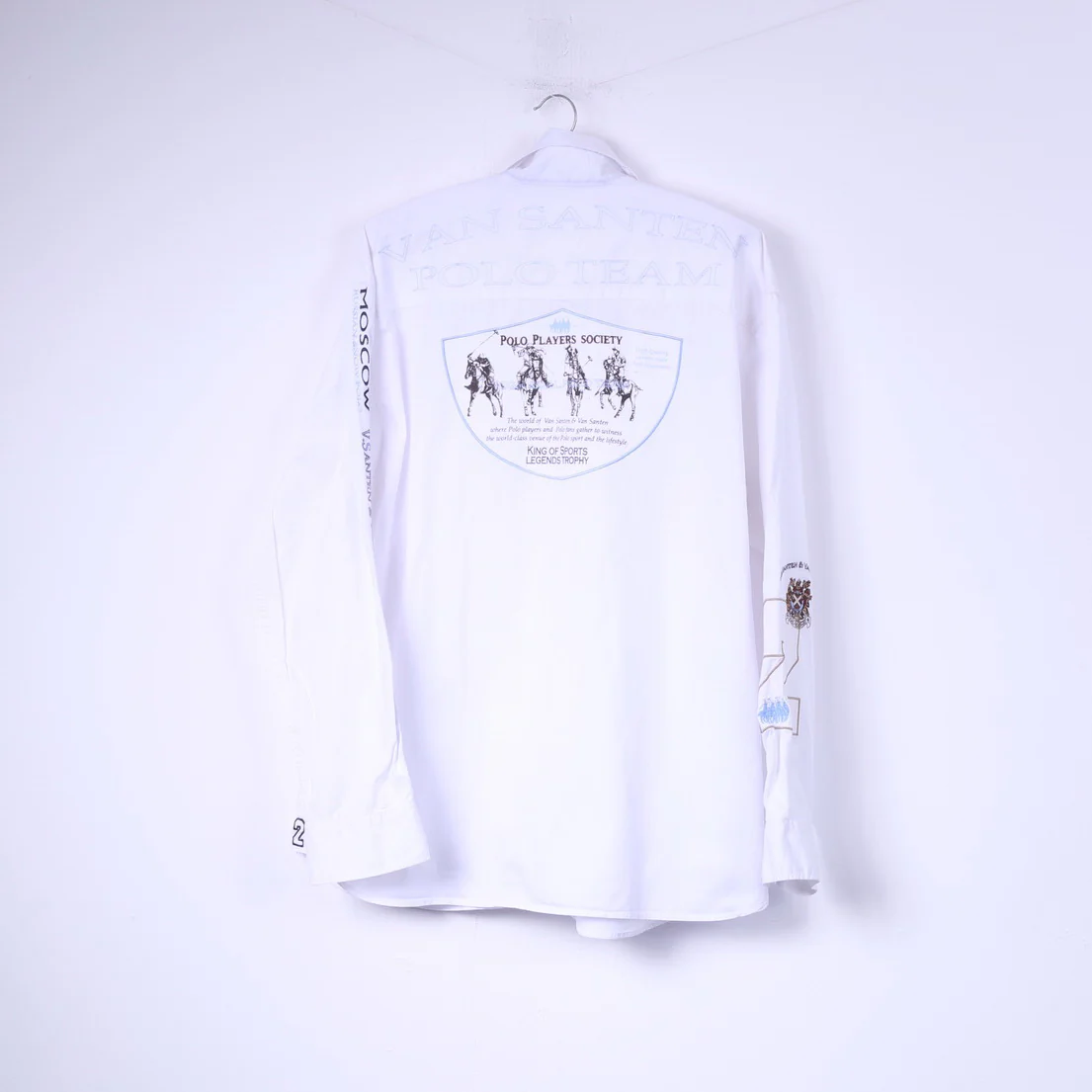 Van Santen & Van Santen Mens XL Casual Shirt White Long Sleeve Polo Moscow Top - Image 7