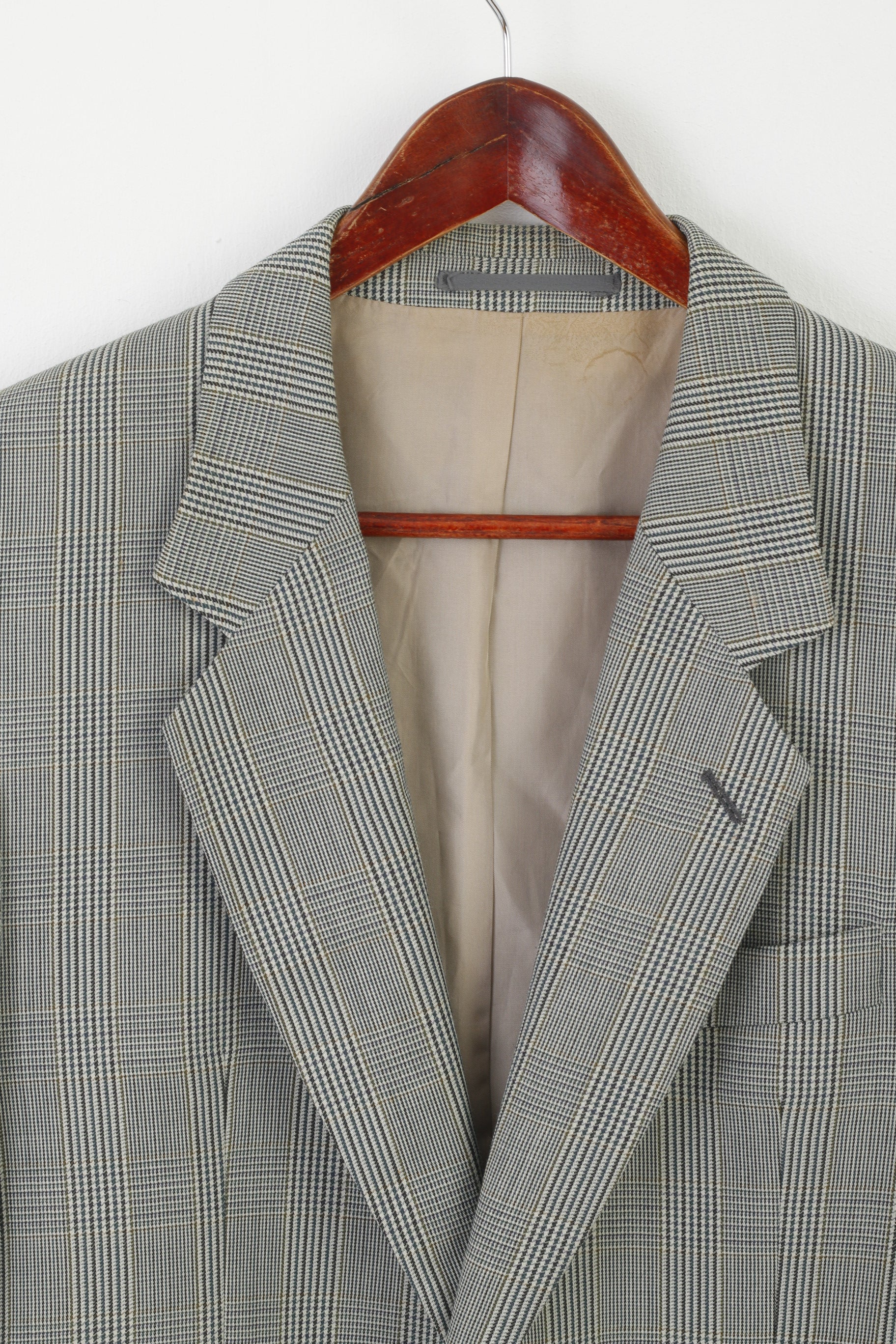 Varteks International Men 40 Blazer Gray Check Wool Blend Single Breatsed Jacket - Image 2