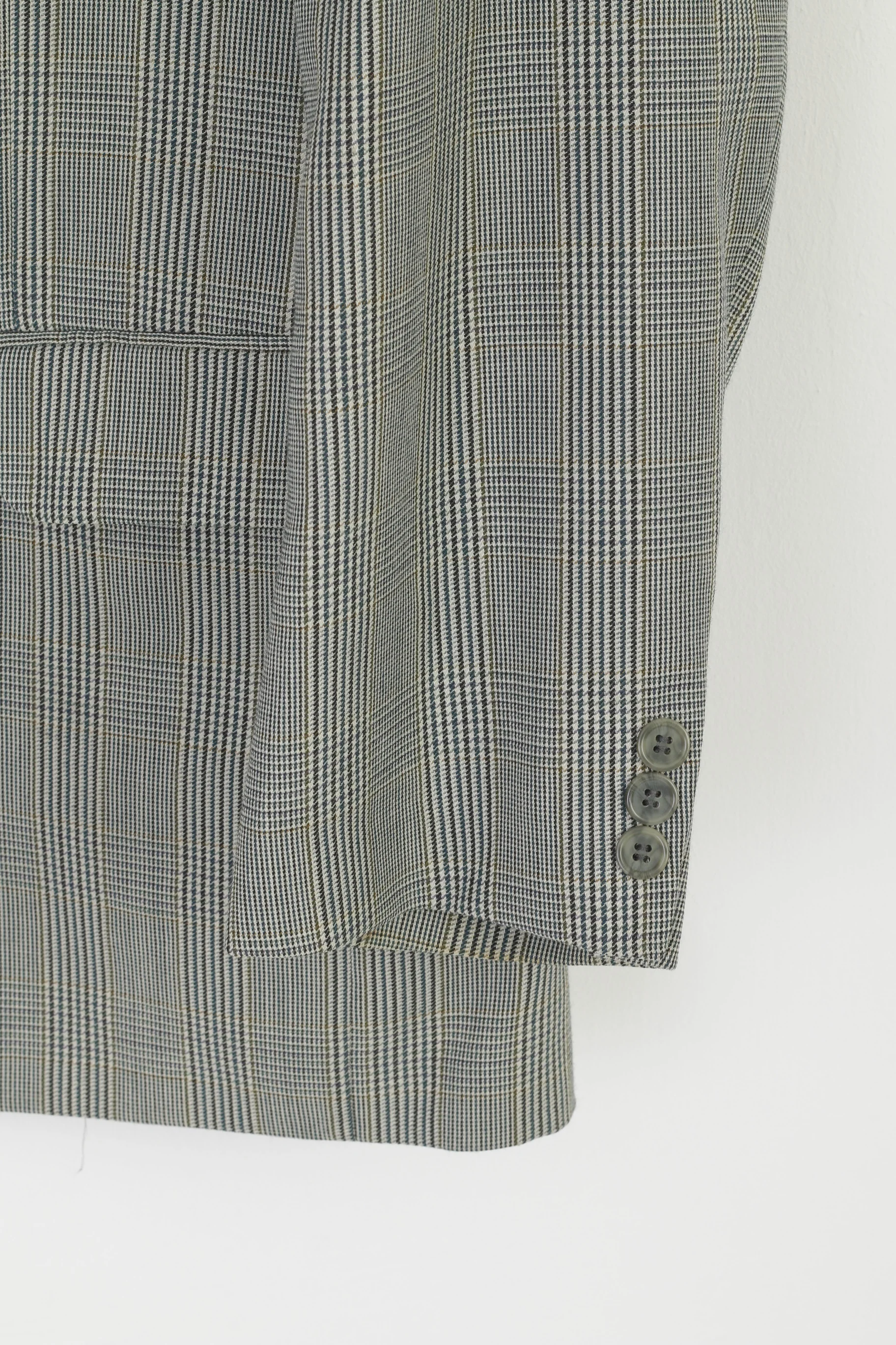 Varteks International Men 40 Blazer Gray Check Wool Blend Single Breatsed Jacket - Image 3
