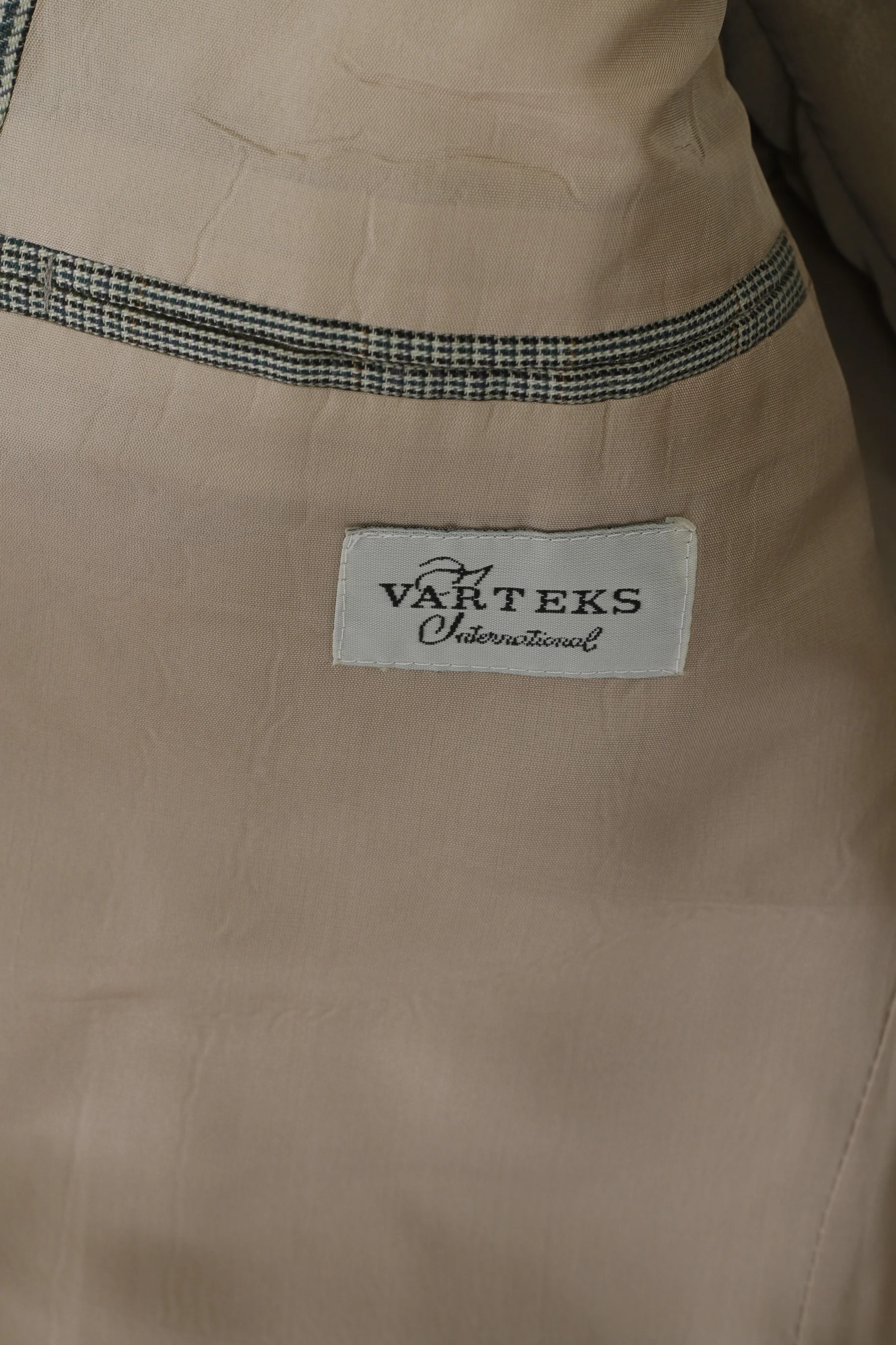 Varteks International Men 40 Blazer Gray Check Wool Blend Single Breatsed Jacket - Image 4