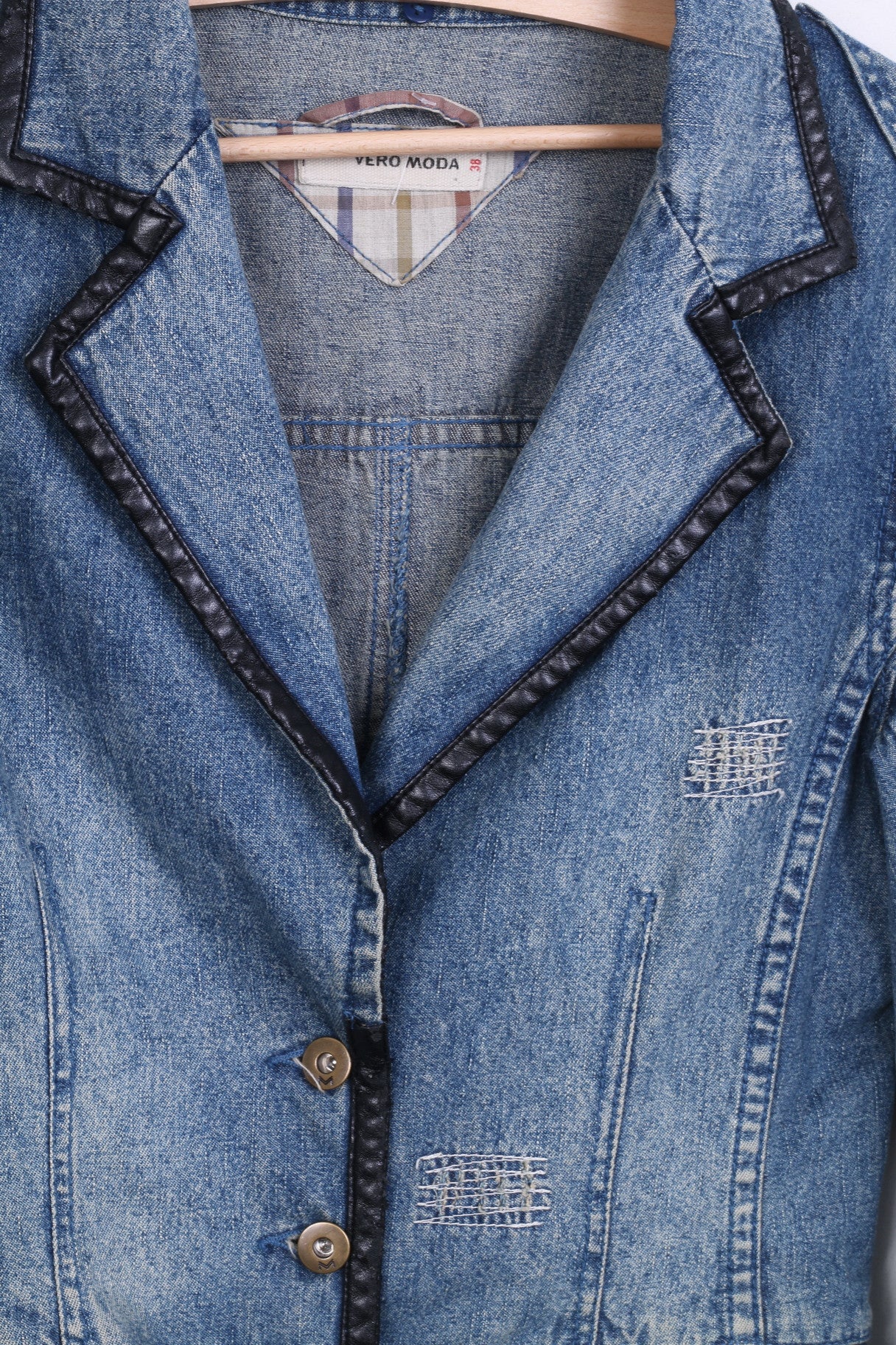Vero Moda Womens 38 M Jeans Jacket Cotton Single Breasted Top - Image 3