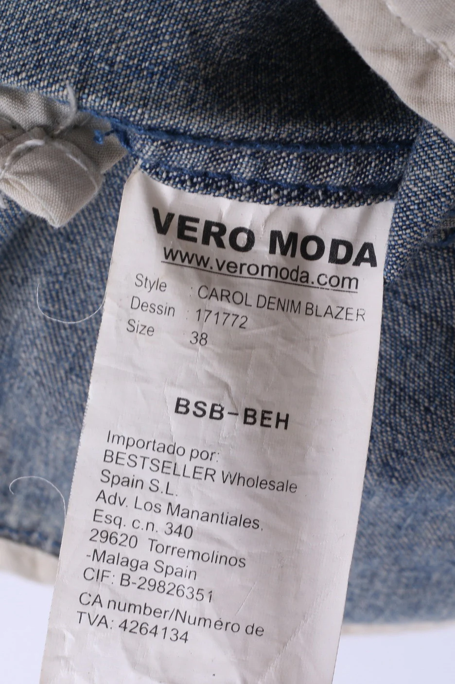Vero Moda Womens 38 M Jeans Jacket Cotton Single Breasted Top - Image 5