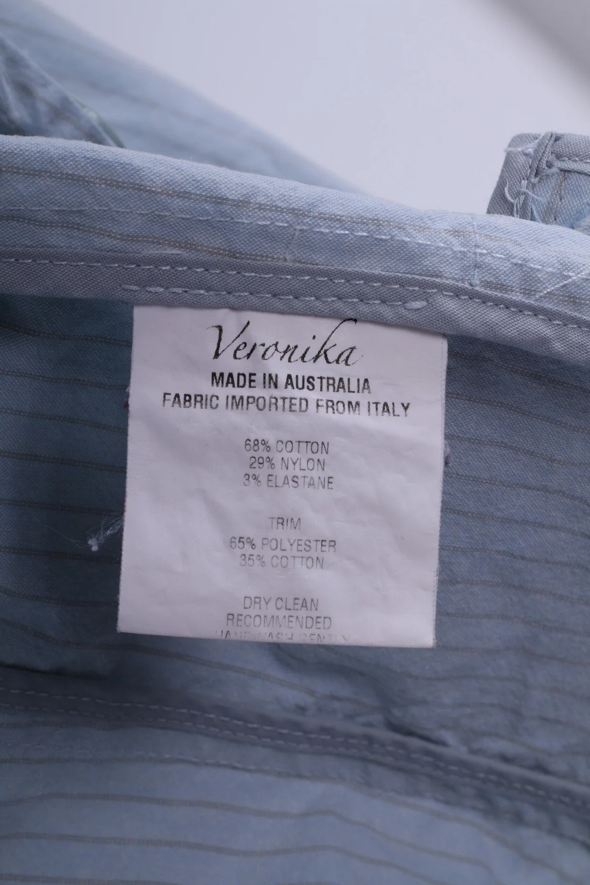 Veronika Maine Womens 10 M Blazer Jacket Single Breasted Blue 3/4 Sleeves Striped Cotton - Image 3