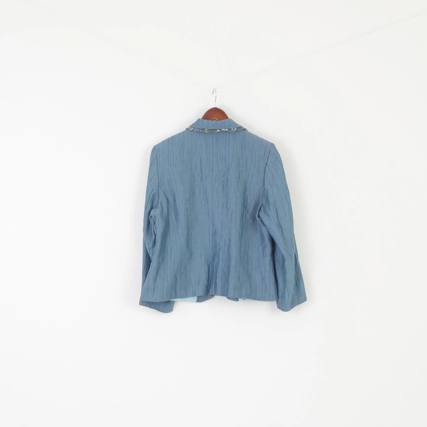 Via Veneto Women 16 XL Blazer Blue Shiny Vintage Elegant Silver Buttons Jacket - Image 6