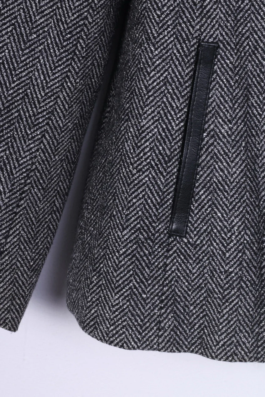 Victoria Womens 40 M Suit Set Trousers Blazer Set 2 Pice Business Herringbone Black/White Wool - Image 4