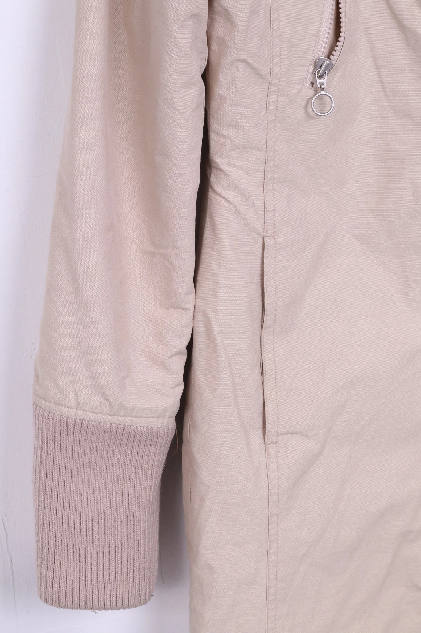 VILA Clothes Womens S Nylon Jacket Coat Beige Long Single Breasted - Image 2