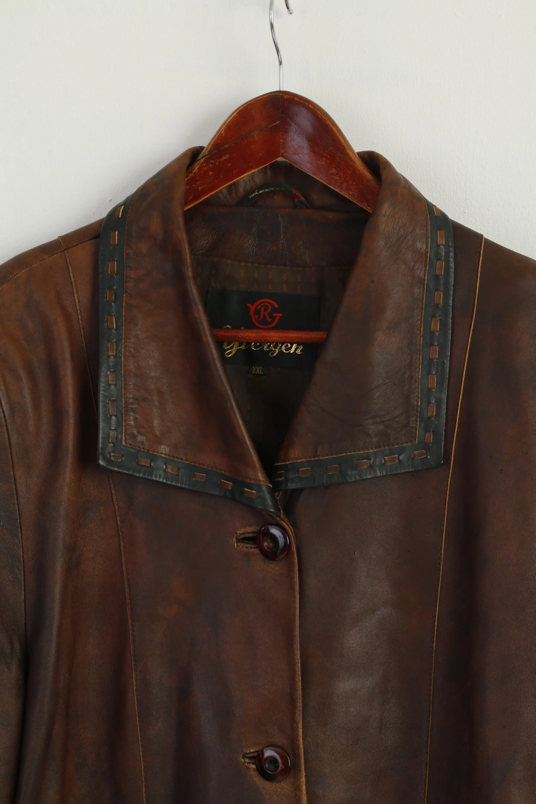 Yergen Women XXL (L) Leather Jacket Brown Country Soft leather Buttoned Western Top - Image 2