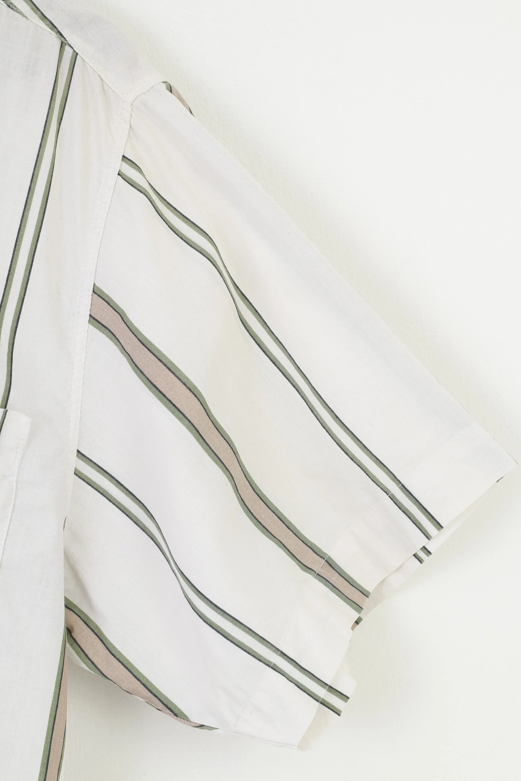 Vintage 37/38 M Men Casual Shirt Hawaii Striped White Cotton Short Sleeve Sportwear Collar Summer Top - Image 4