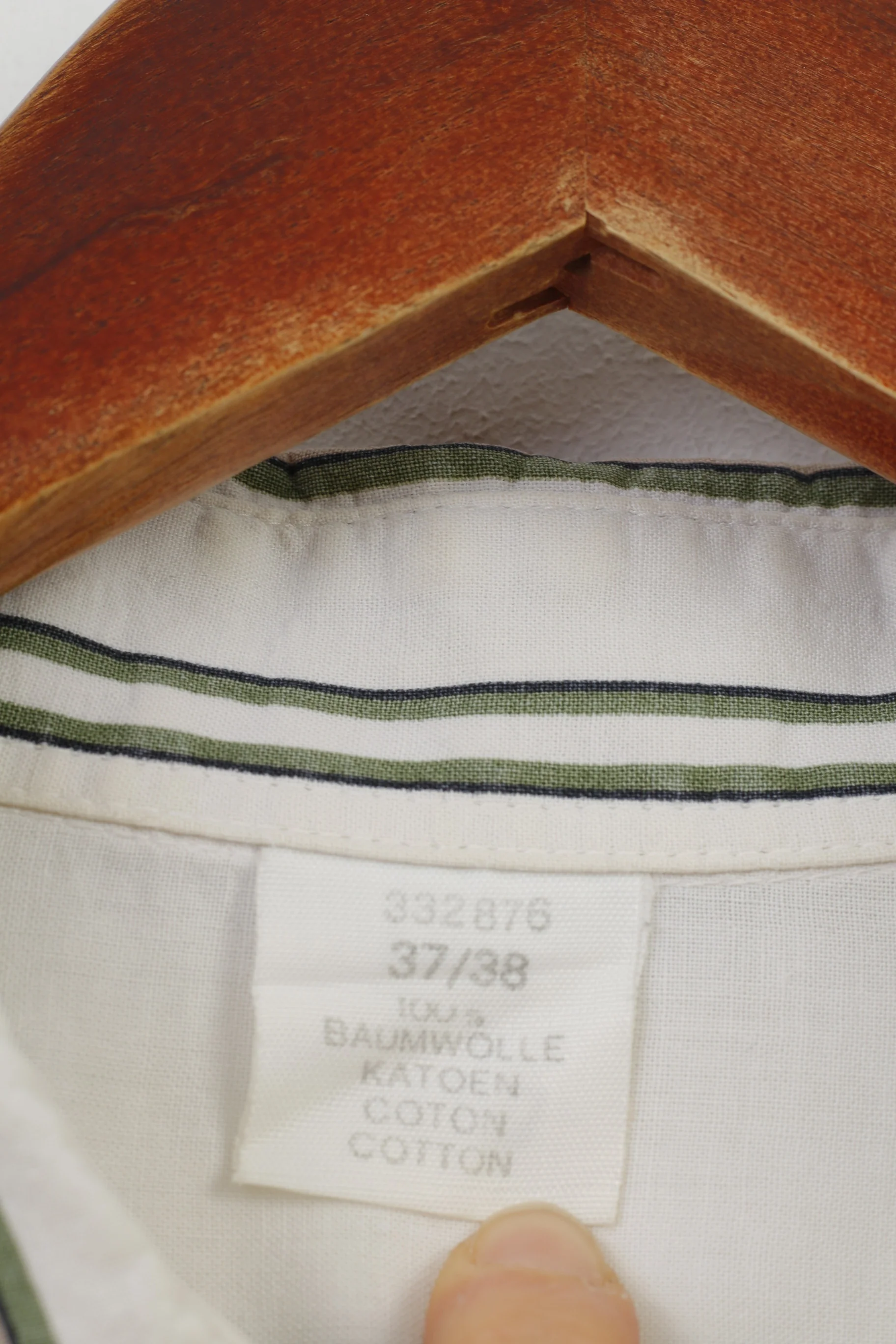 Vintage 37/38 M Men Casual Shirt Hawaii Striped White Cotton Short Sleeve Sportwear Collar Summer Top - Image 5