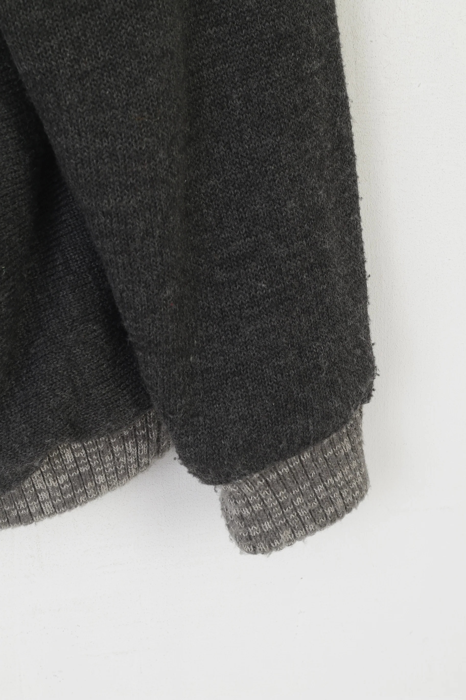 Vintage Men 46 56 XXL Cardigan Gray Wool Padded Heavy Detailed Buttons Sweater - Image 4