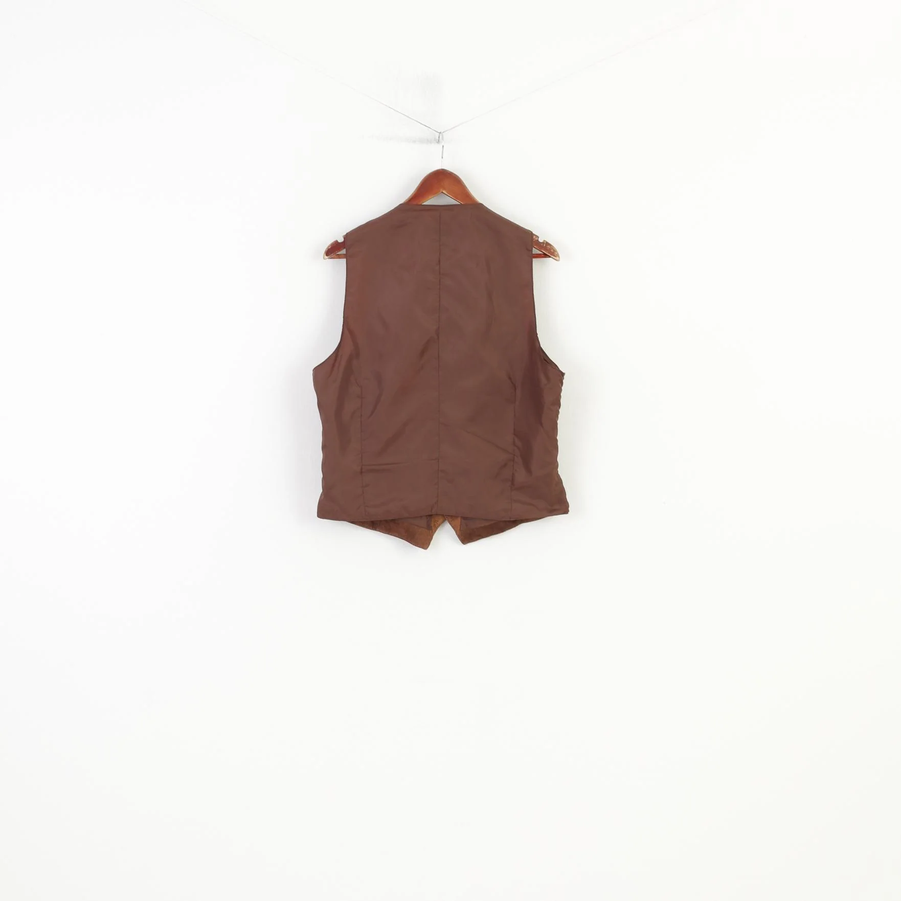 Vintage Men 50 40 Vest Brown Leather Bottoms Classic Vintage V Neck Top - Image 7