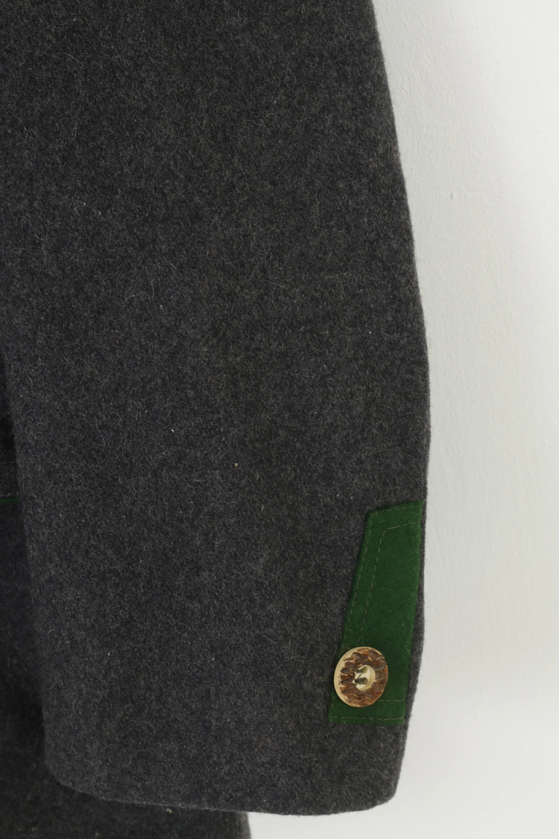 Vintage Men 54 44 Blazer Wool Grey Bottoms Pockets Vintage Tyrol Tiroler Loden Jacket Top - Image 3