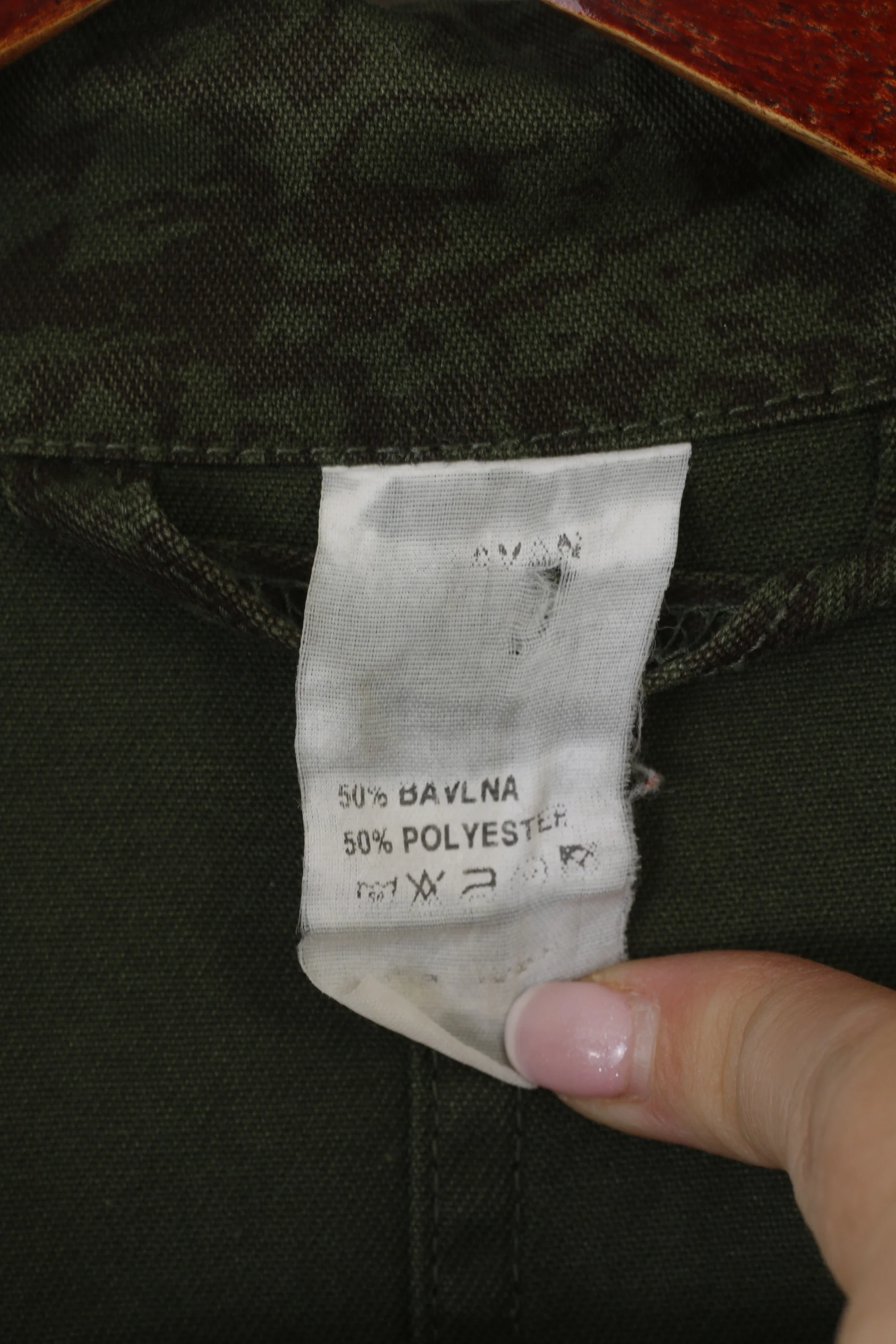 Vintage Men M Jacket Green Camouflage Army Military Lightweight Cotton Top - Image 5