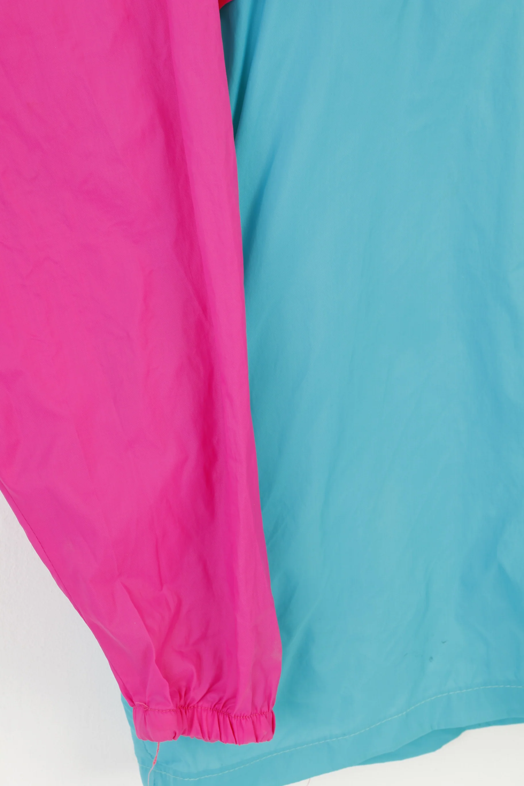 Vintage Men M Jacket Nylon Raincoat Blue Pink Full Zipper Hood Watercoat  Top - Image 3