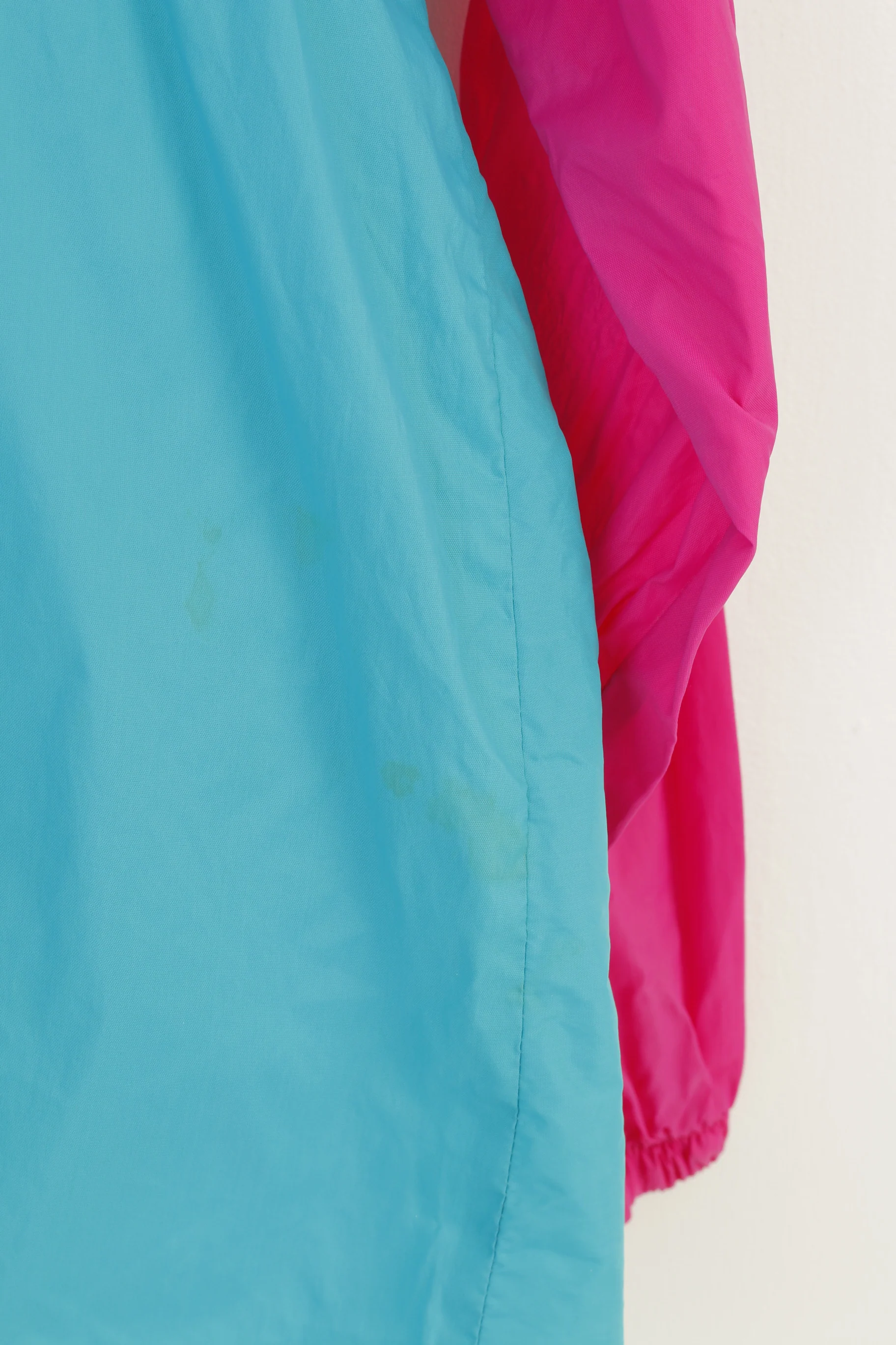 Vintage Men M Jacket Nylon Raincoat Blue Pink Full Zipper Hood Watercoat  Top - Image 5