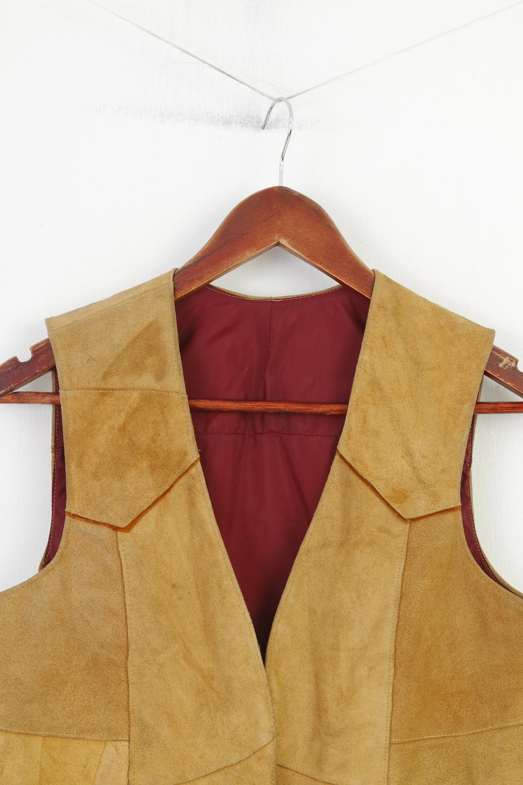 Vintage Men S Leather Vest Open Front Brown Vintage Sleevelees Pockets Top - Image 2