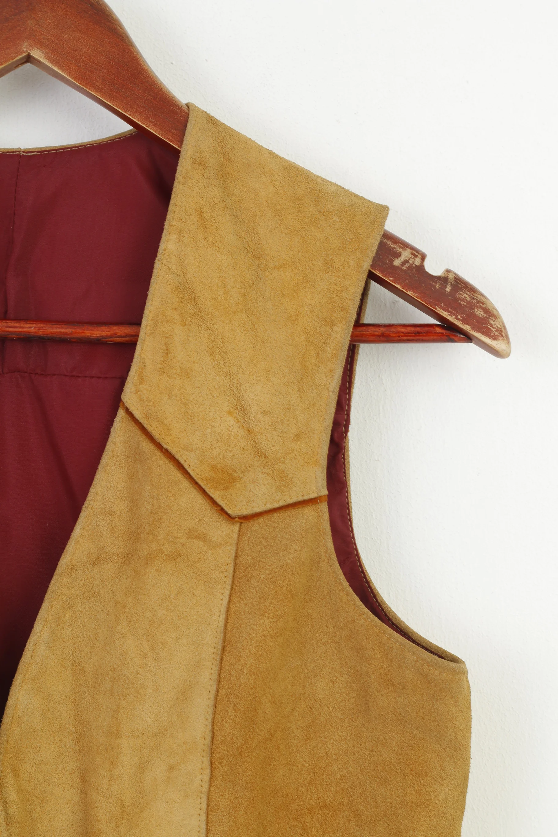 Vintage Men S Leather Vest Open Front Brown Vintage Sleevelees Pockets Top - Image 3