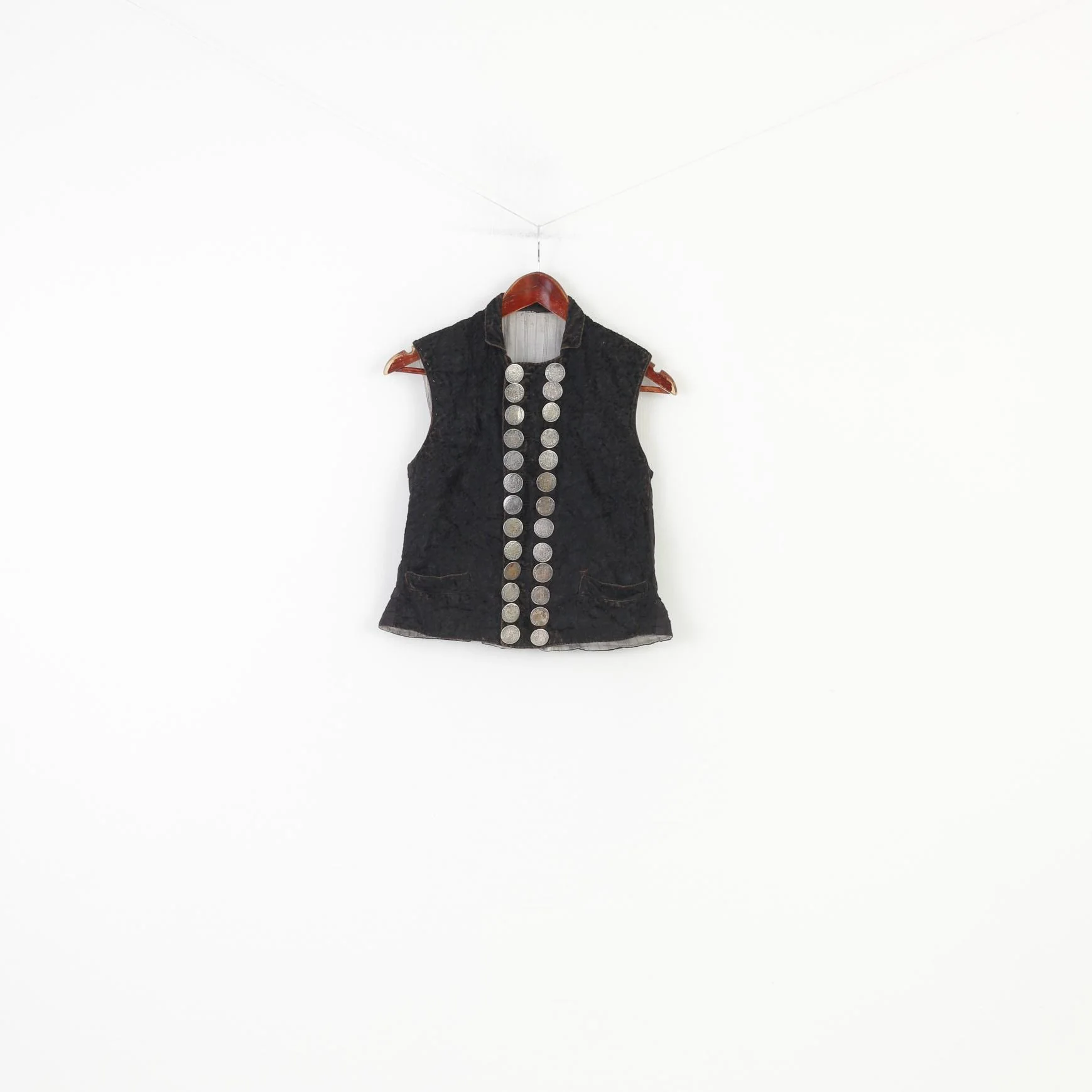 Vintage Men S Vest Vintage Bottoms Collar Dark Brown Retro Western Top