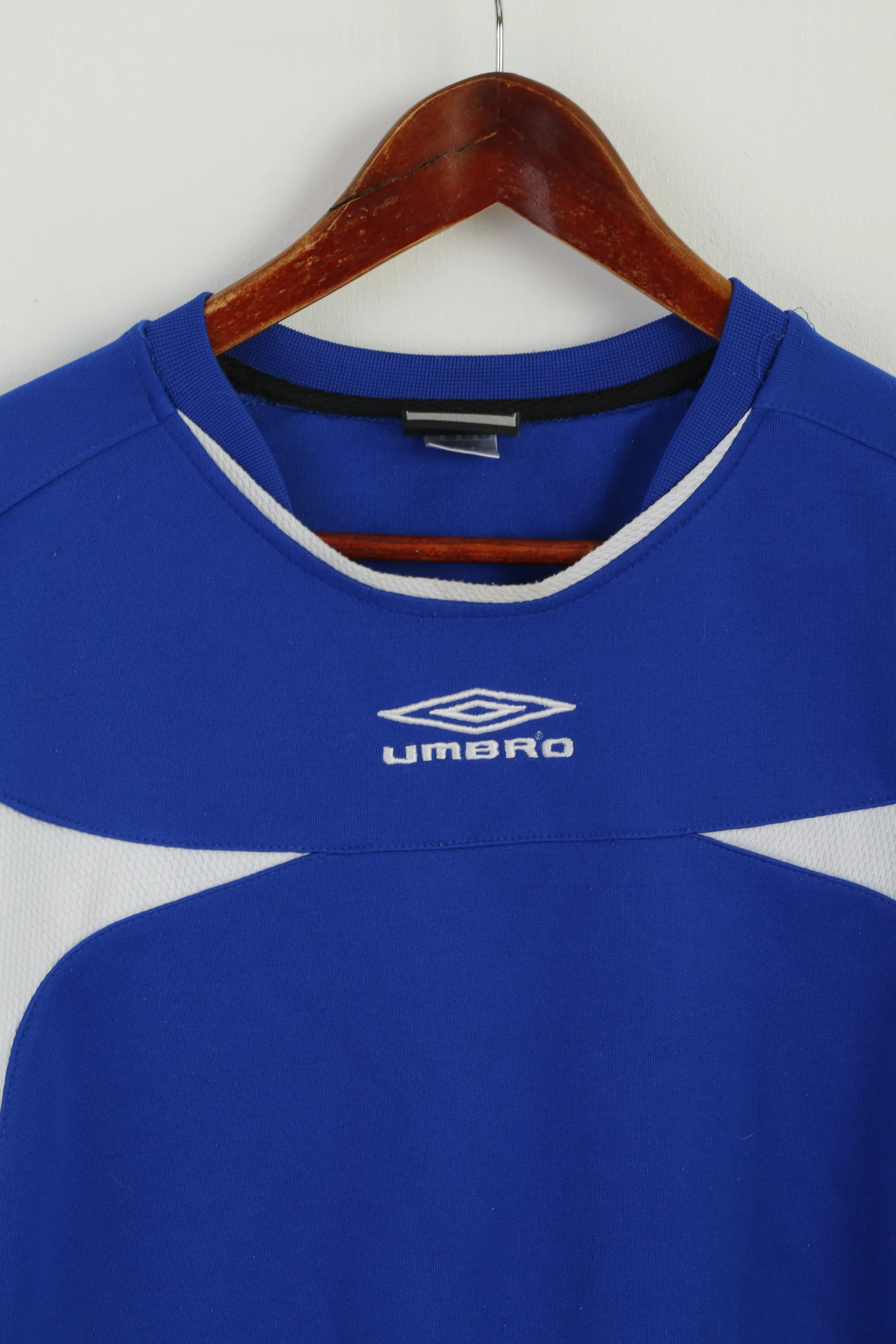 Umbro Men M Long Sleeve Shirt Blue Vintage Sportswear Football Top - Image 2