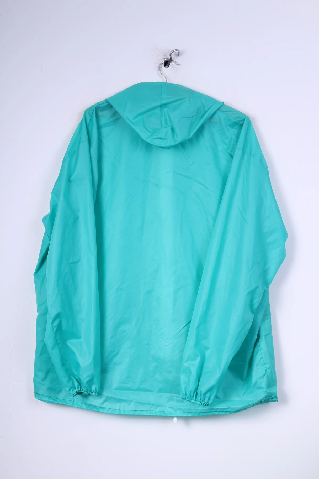 Vintage Mens L Rain Jacket Waterproof Nylon Green Hooded Full Zipper - Image 5