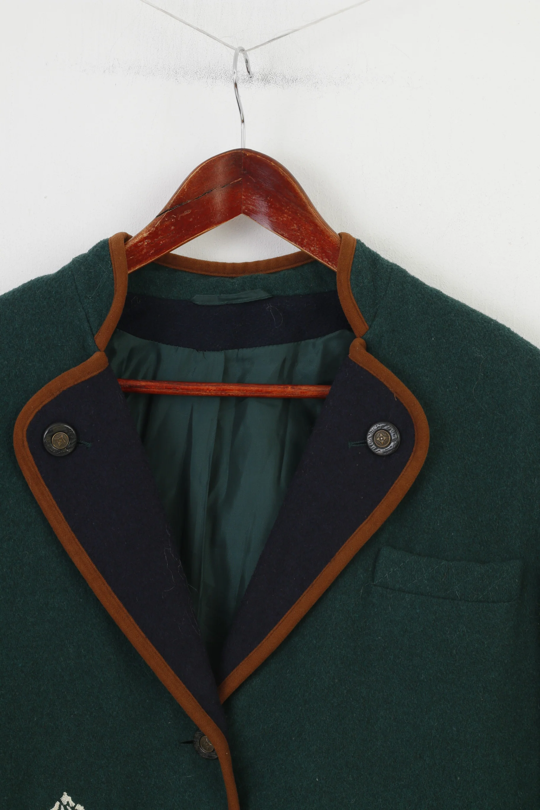 Vintage Woman L Jacket Green Bottoms Collar Embroidery Tyrol Trachten Top - Image 3