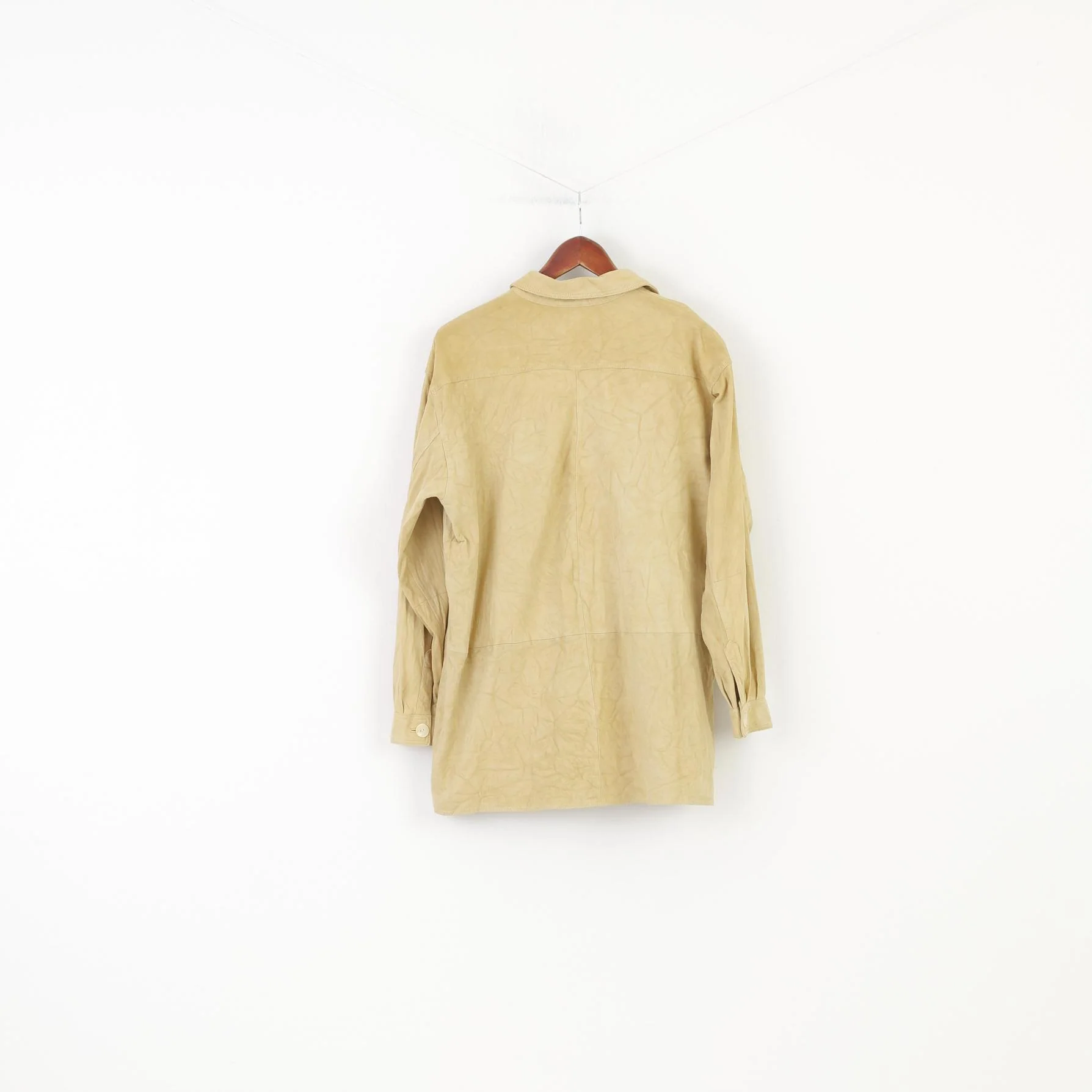 Vintage Woman L Leather Jacket  Beige Vintage Buttoned Western Country Top - Image 7