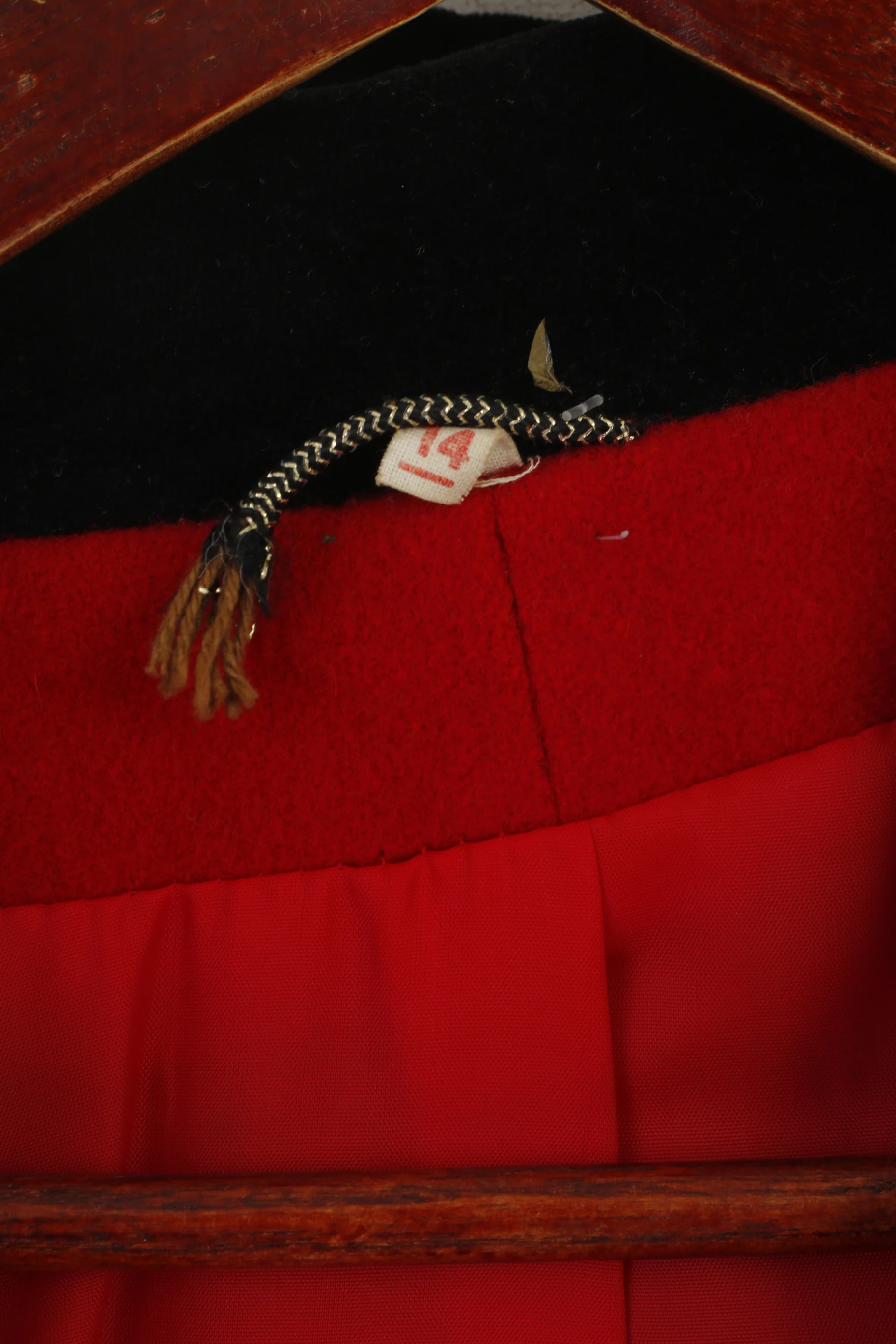 Vintage Women 14 L Jacket Red Pure Wool Double Breasted Gold Buttons Retro Coat - Image 5