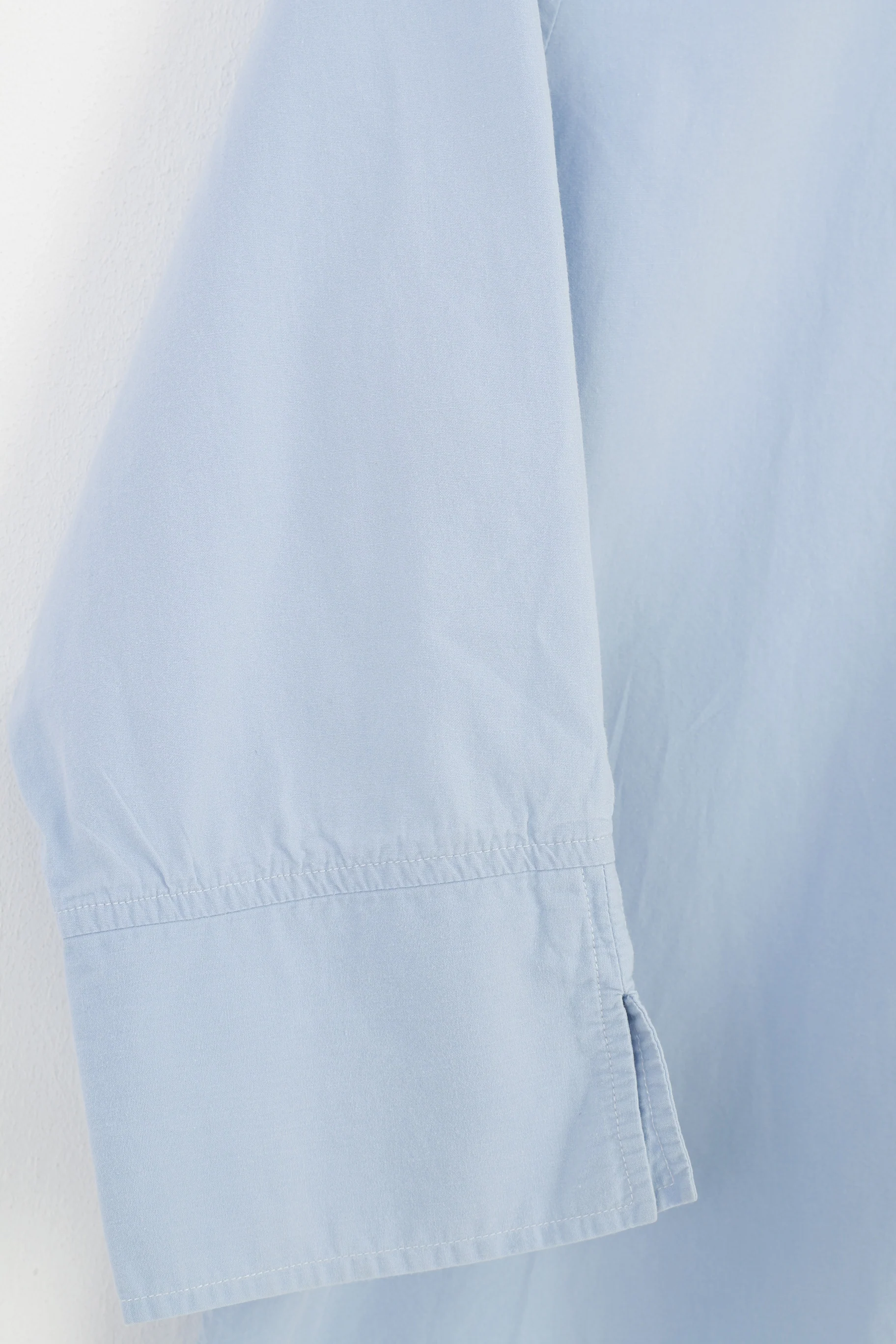 Vintage Women M Casual Shirt 7/8 Sleeve Blue Cotton Elegant Classic Bottoms Collar Top - Image 3