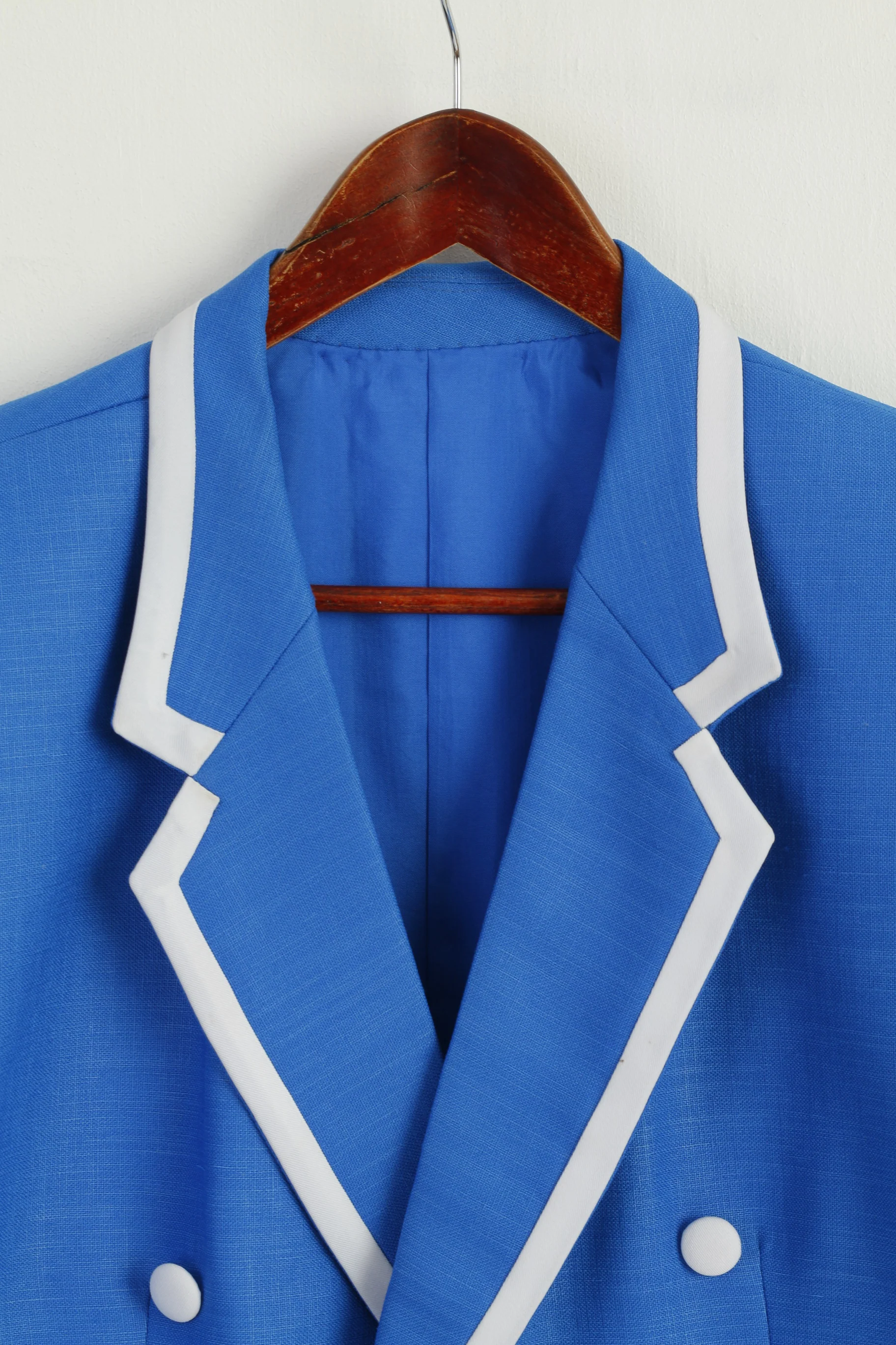 Vintage Women M Suit Blue Marine Jacket Skirt Set Elegant Hand Made - Image 4