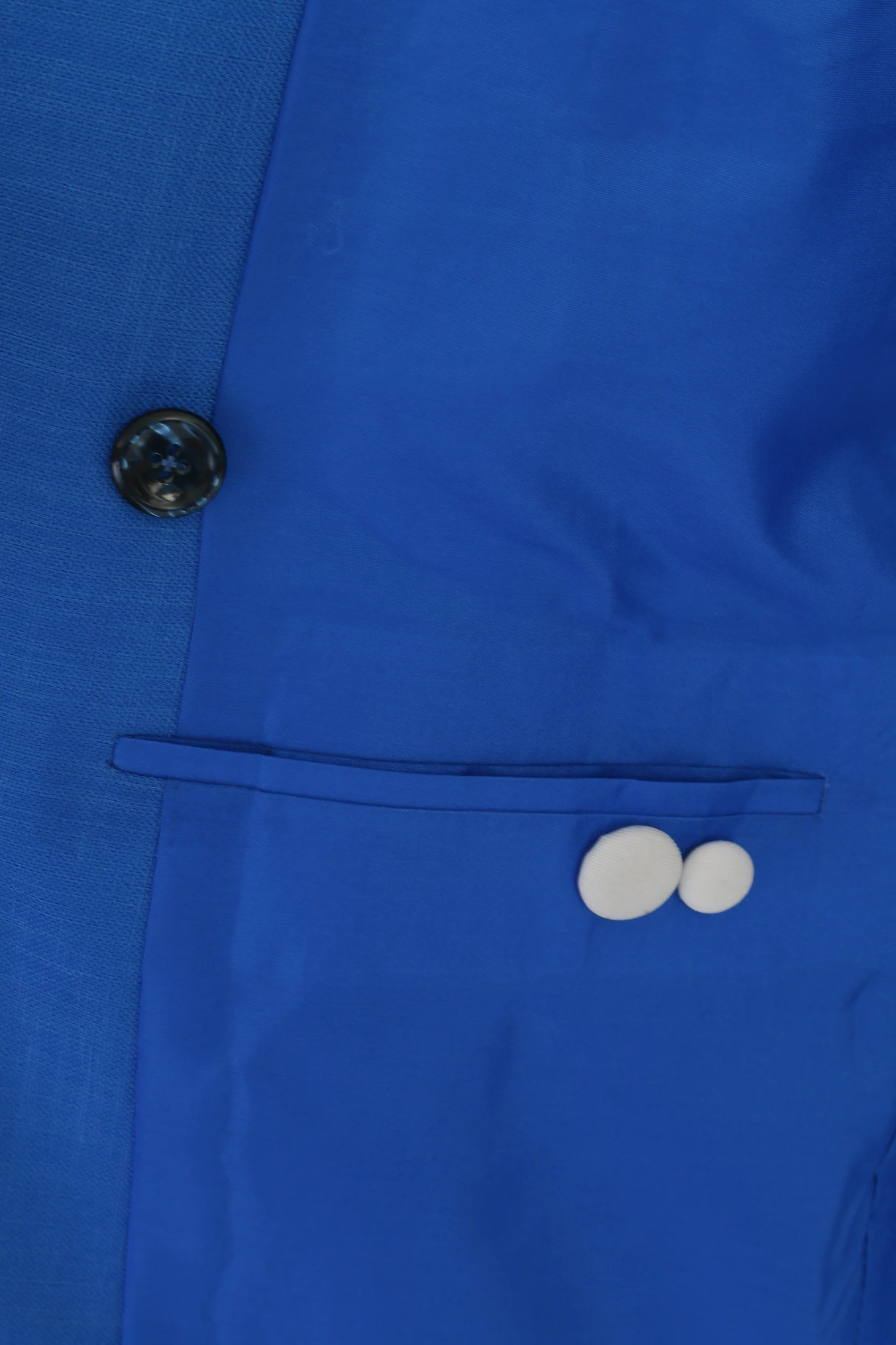 Vintage Women M Suit Blue Marine Jacket Skirt Set Elegant Hand Made - Image 5