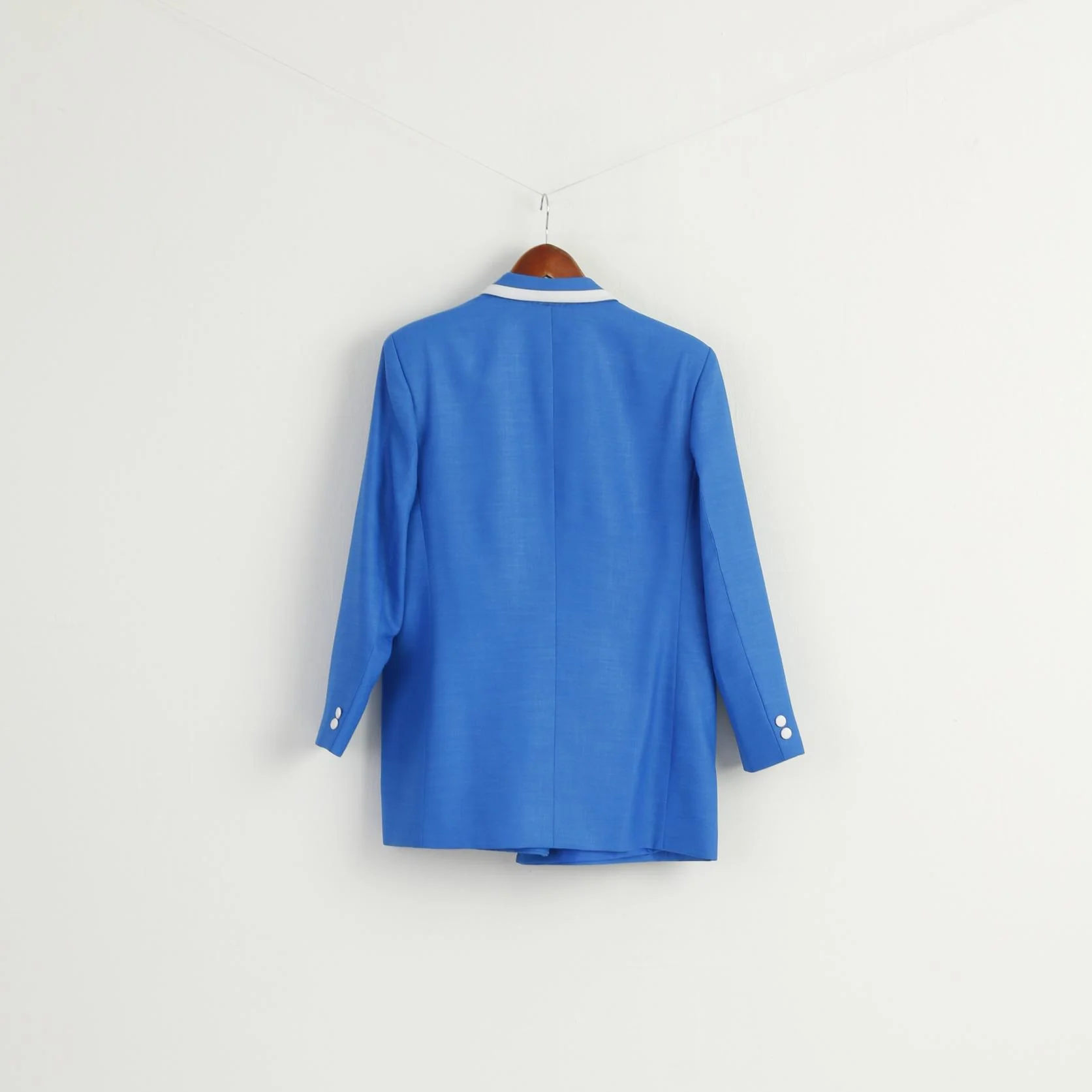 Vintage Women M Suit Blue Marine Jacket Skirt Set Elegant Hand Made - Image 6