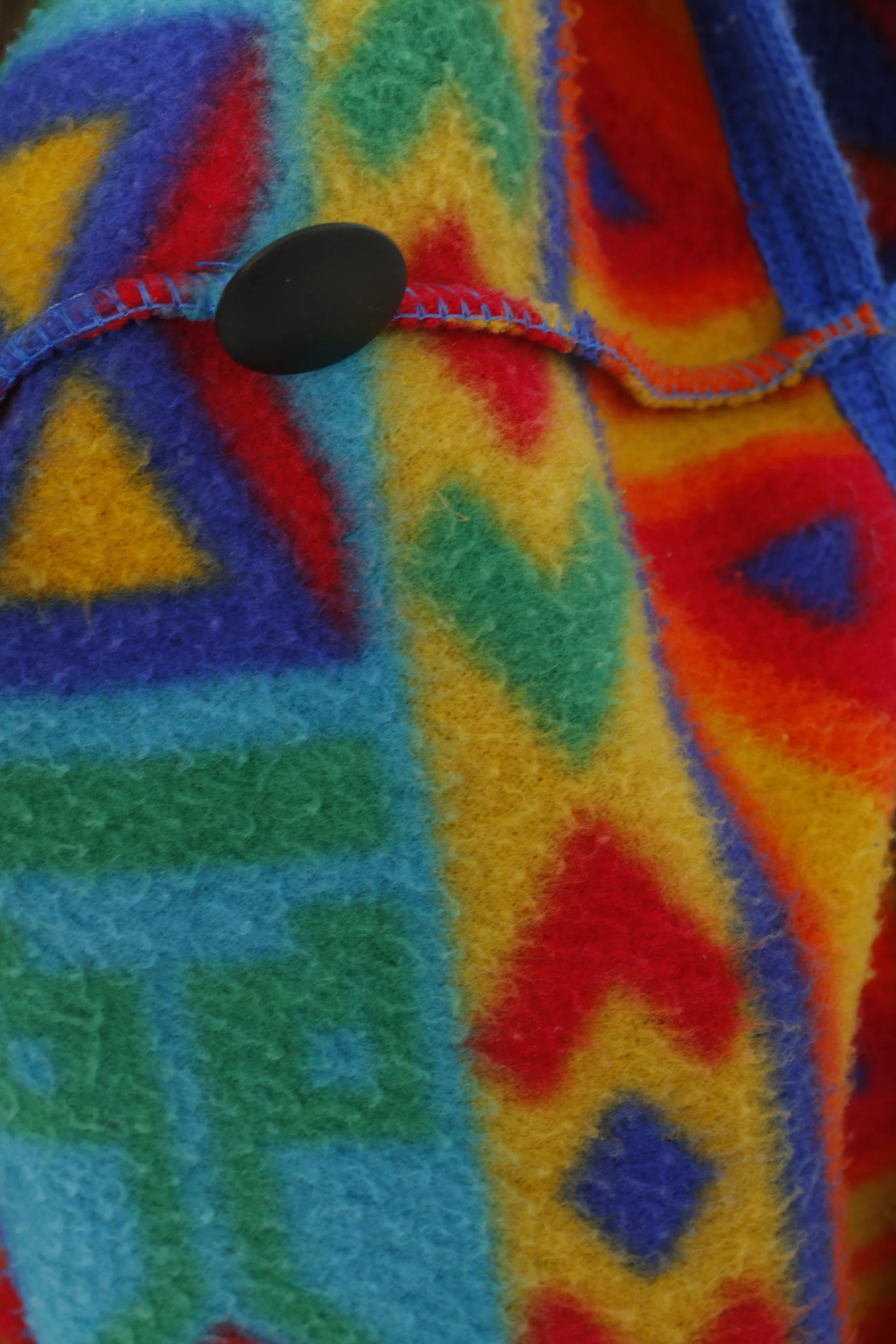 Vintage Women XL Fleece Top Multicoloured Oversize Buttoned Vintage Sweatshirt - Image 5