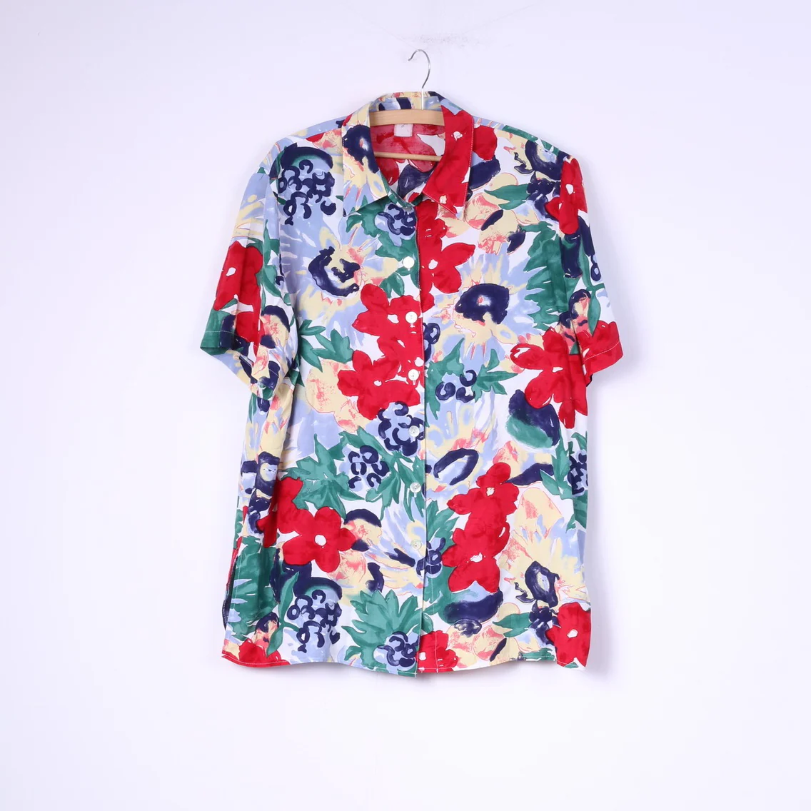 Vintage Women 2XL Casual Shirt Floral Print Vintage Short Sleeve Multi Short Sleeve Top