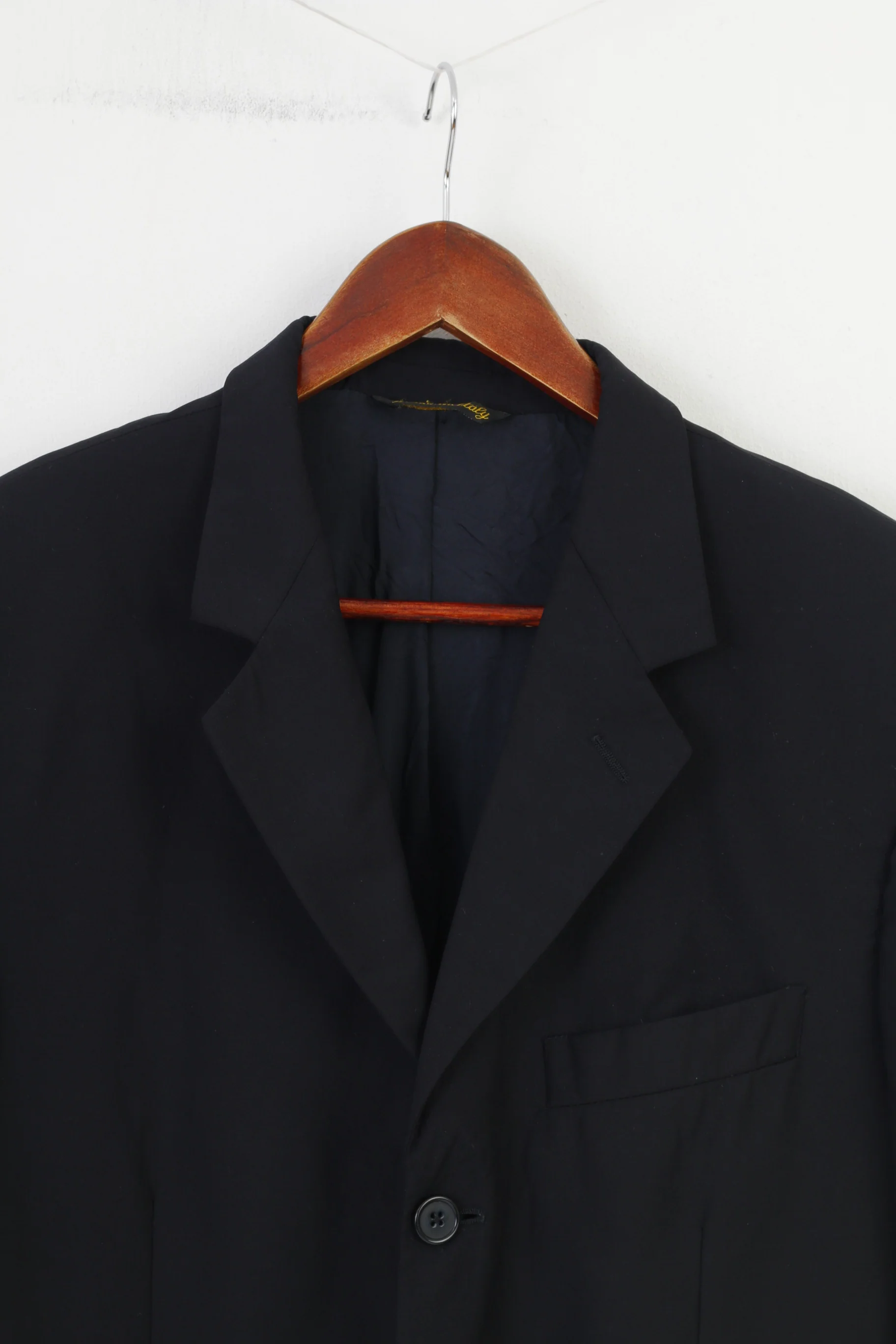 Vivaldi Men 52 Blazer Navy Blue Collar Breasted Wool Super 110'S Lanificio Mario Zegna Spa Buttons Elegant Vintage Top - Image 2