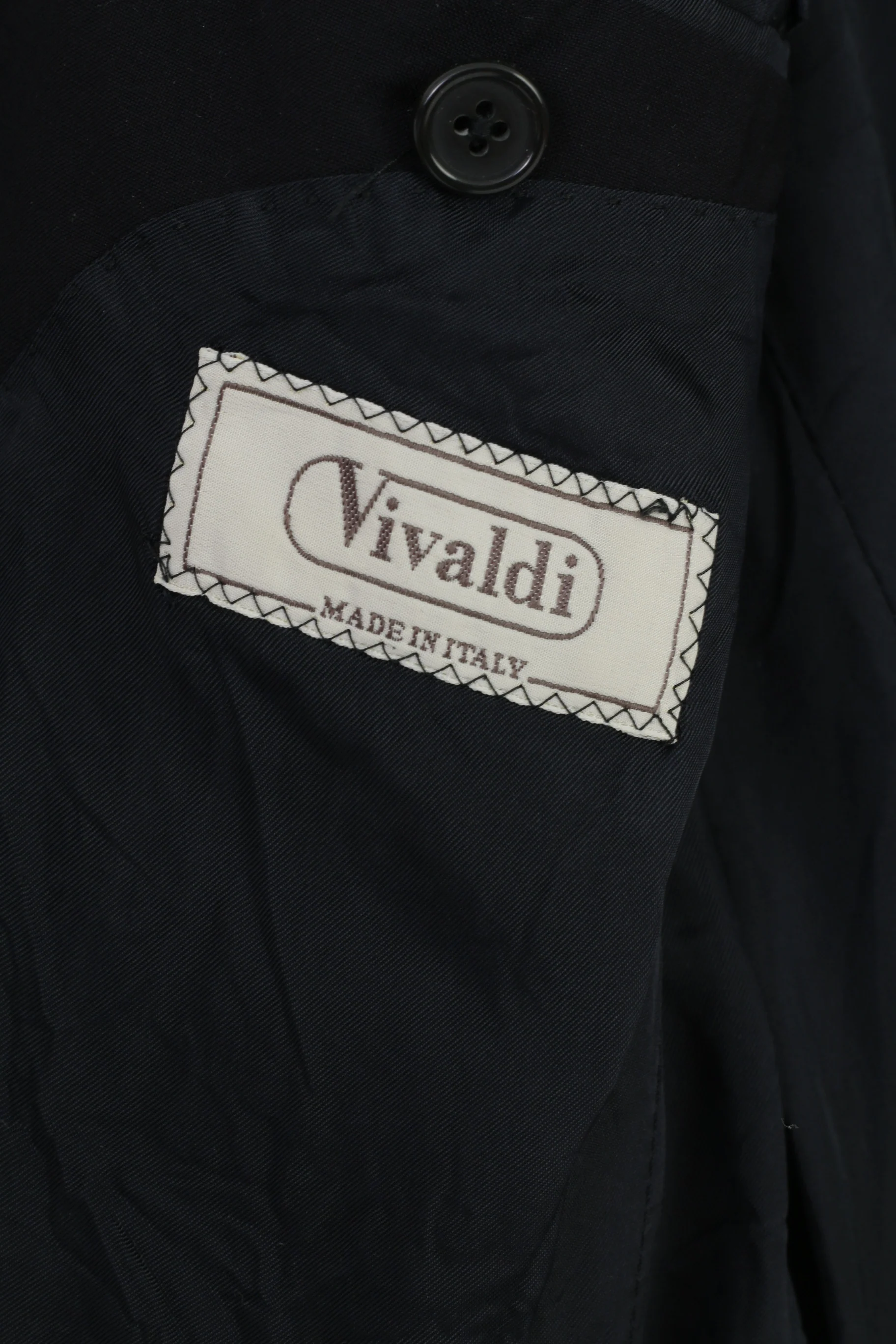 Vivaldi Men 52 Blazer Navy Blue Collar Breasted Wool Super 110'S Lanificio Mario Zegna Spa Buttons Elegant Vintage Top - Image 5