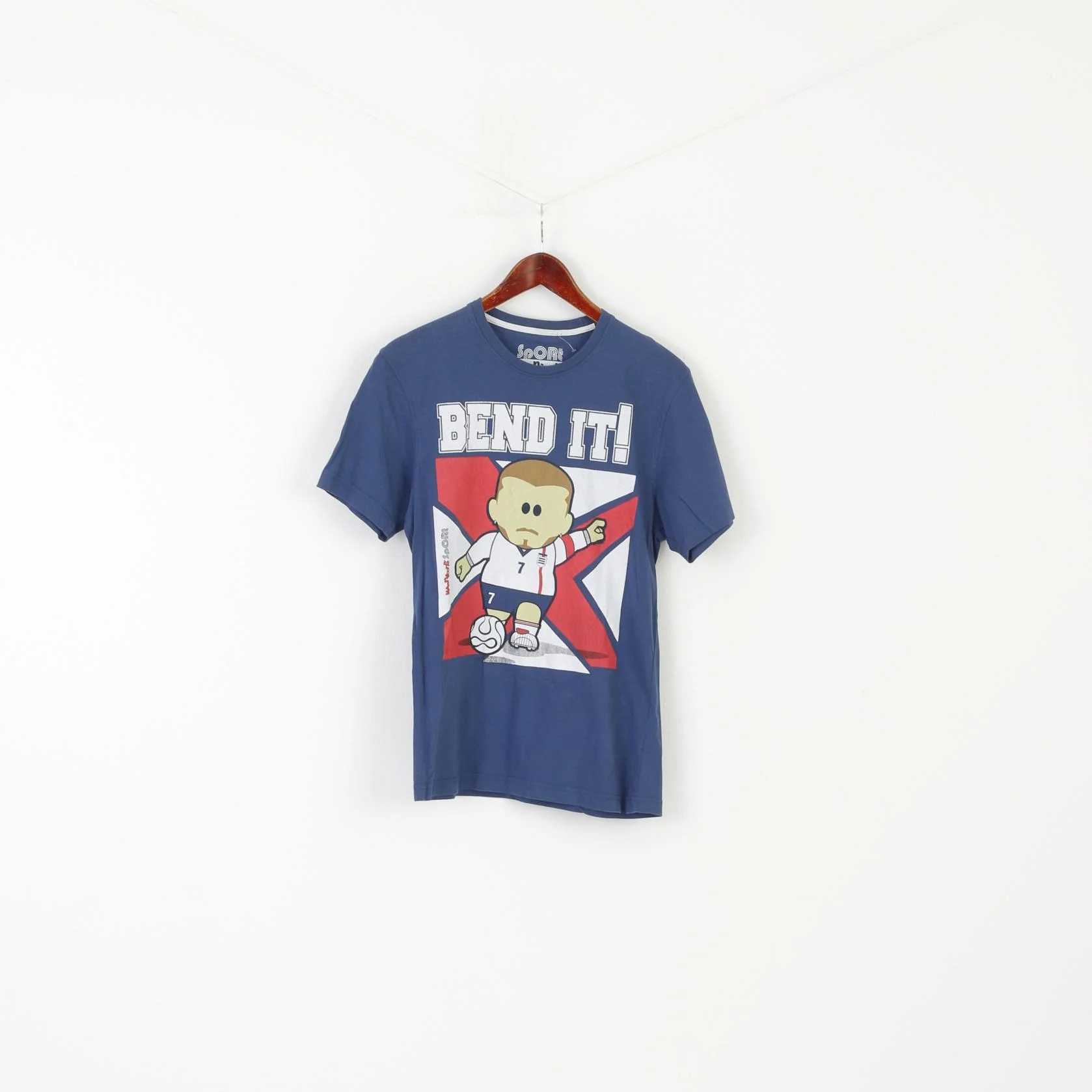 Weenicons Sport Men S Shirt Navy Cotton Graphic Bend It Crew Neck Top