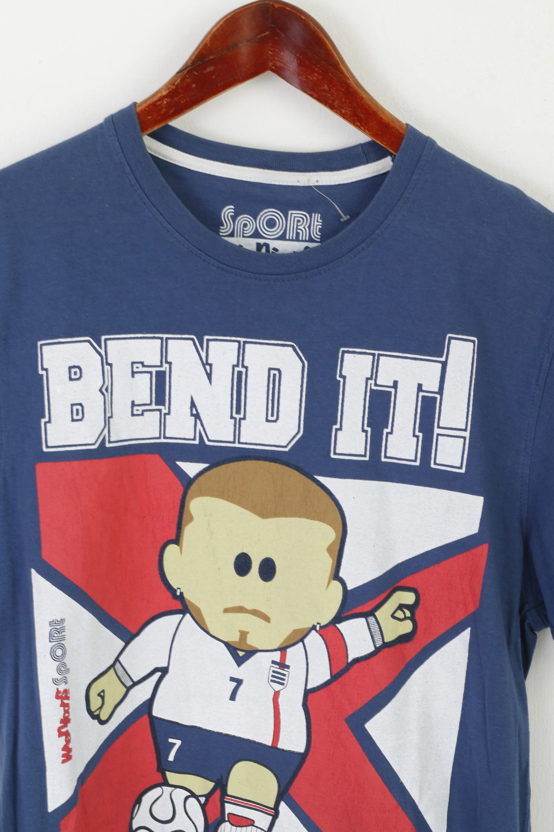 Weenicons Sport Men S Shirt Navy Cotton Graphic Bend It Crew Neck Top - Image 2