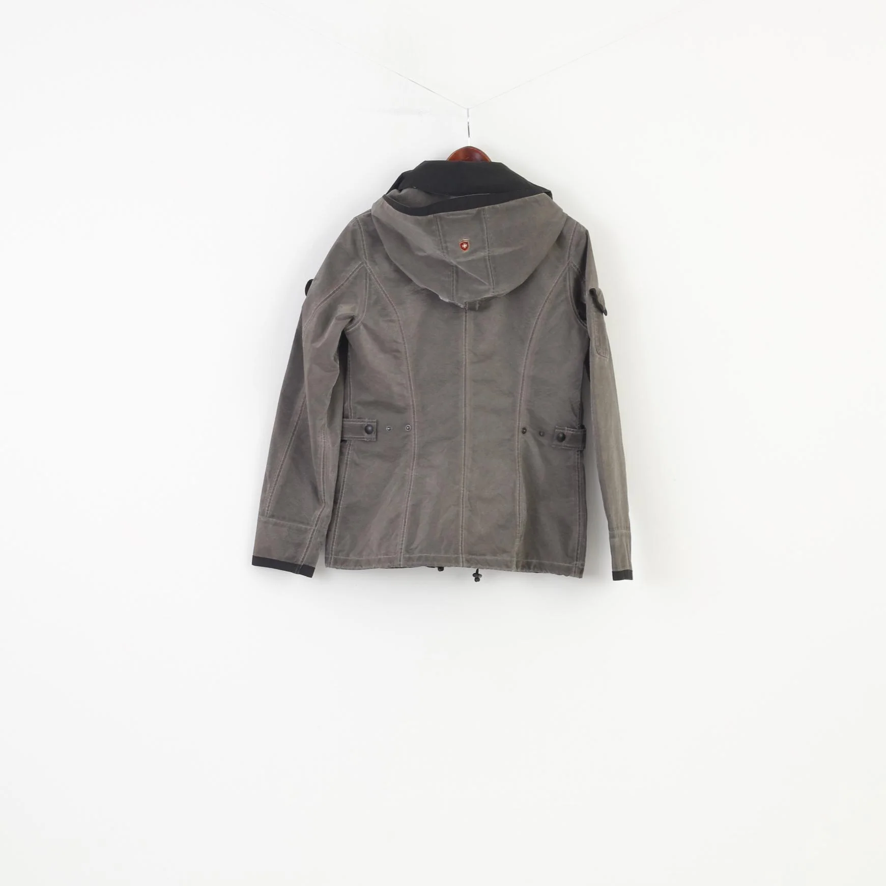 Wellensteyn Woman M Jacket Grey Shiny Detachable Hood Full Double Zipper Slippery Material Top - Image 11