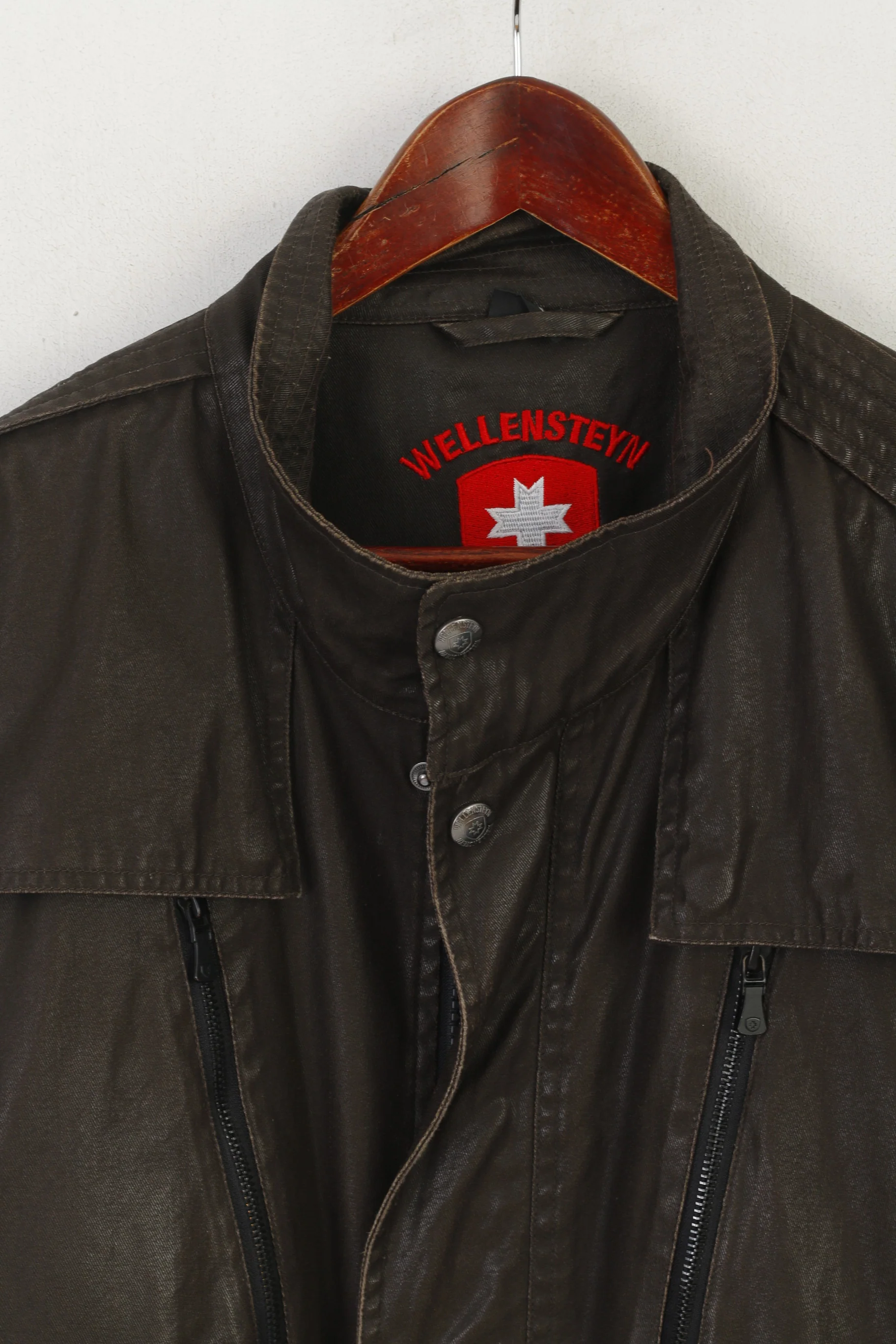 Wellensteyn Montgomery Men XL Jacket Brown Wax Cotton Military Zip Up Top - Image 3