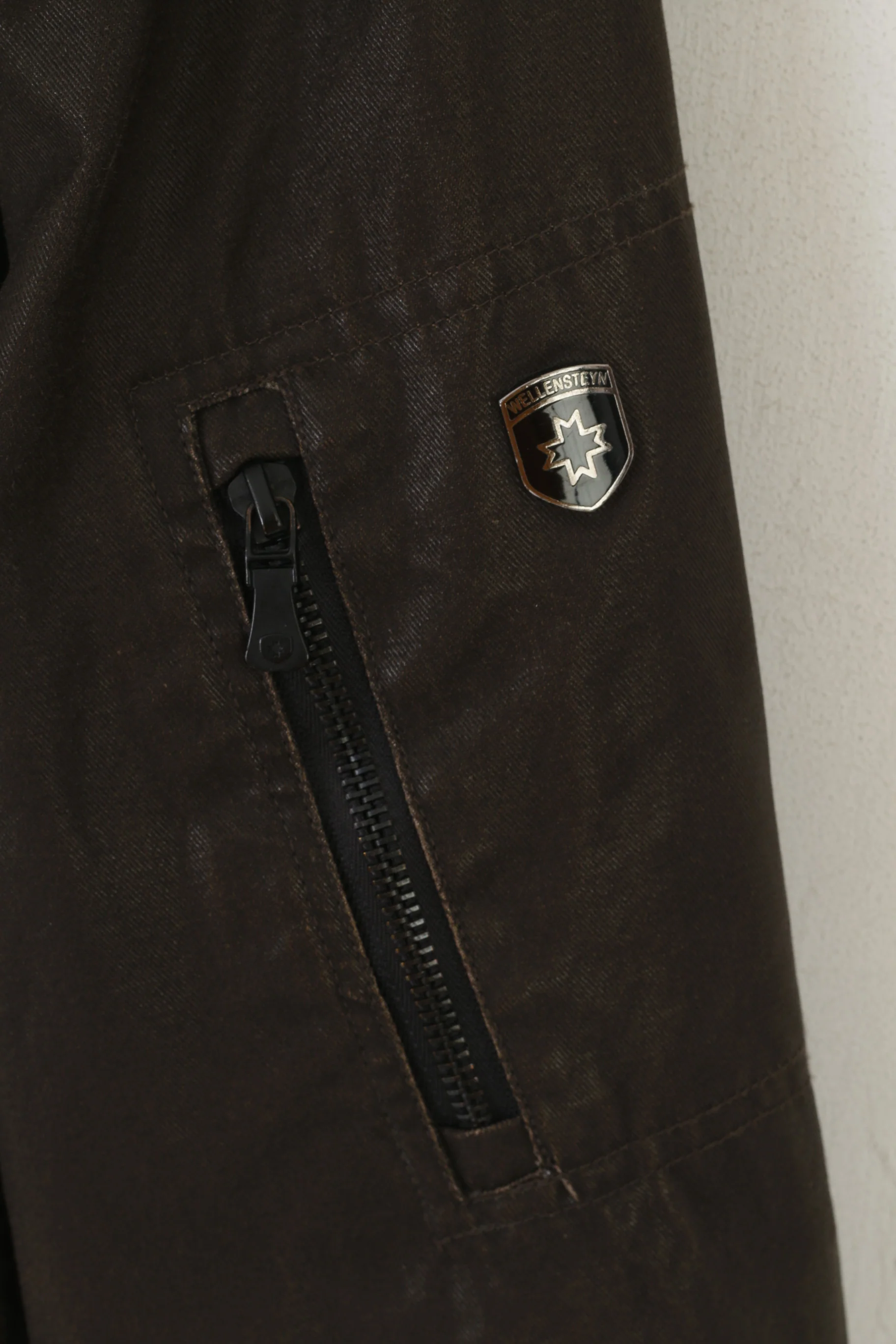 Wellensteyn Montgomery Men XL Jacket Brown Wax Cotton Military Zip Up Top - Image 5
