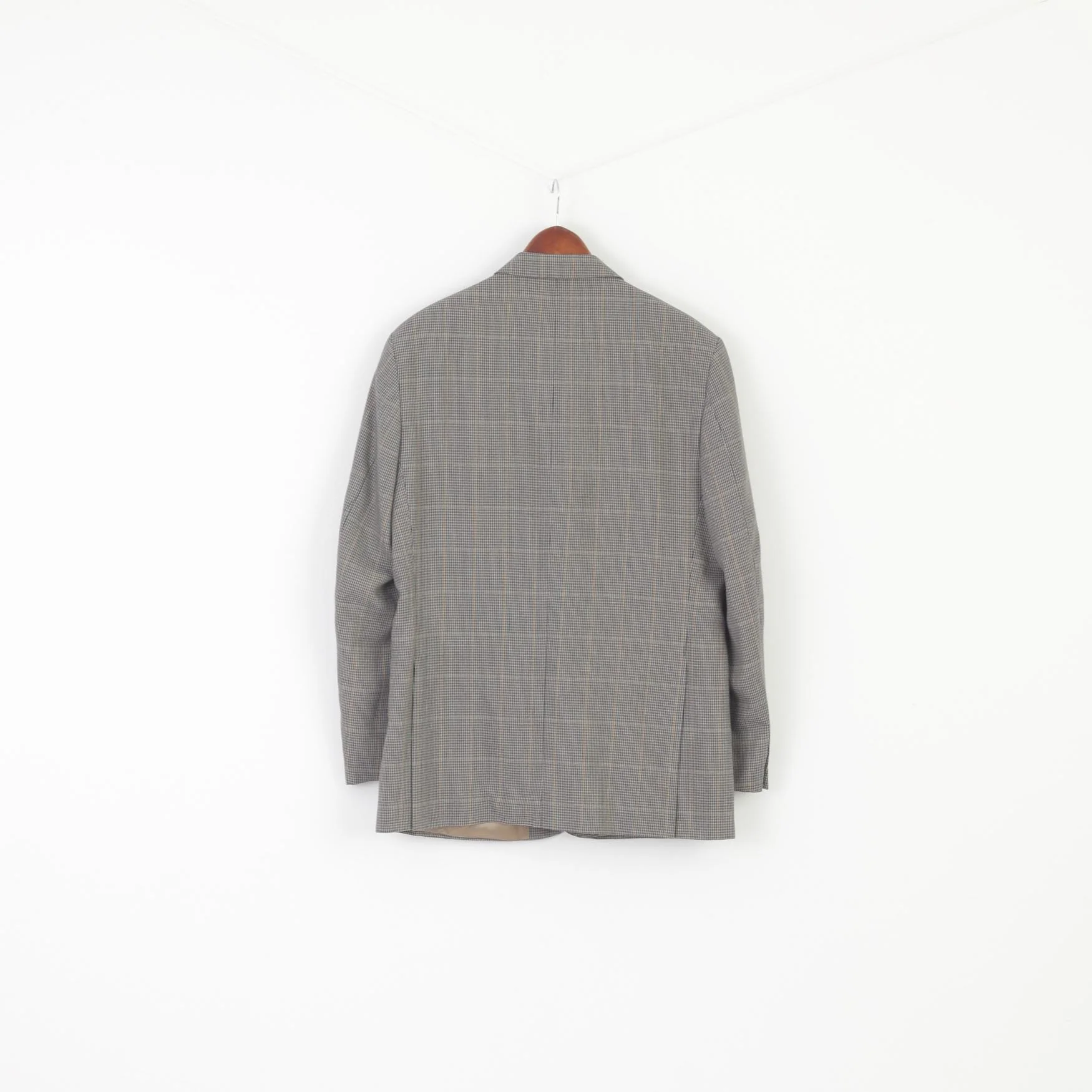 Wellington Executive Men 42 Blazer Navy Wool Houndstooth Vintage Single Breasted Jacket - Image 6
