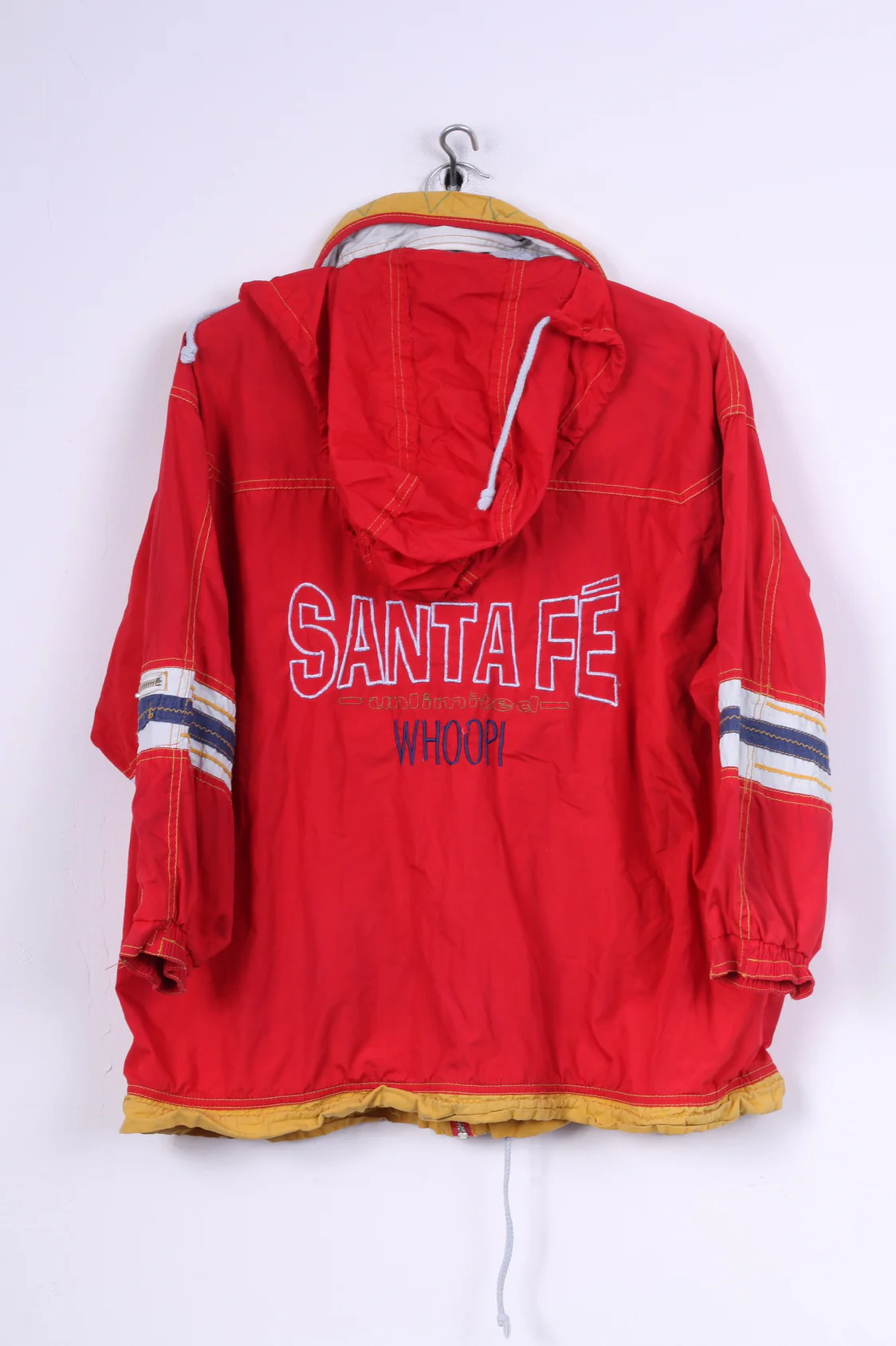 Whoop! Santa Fe Boys 152 Lightweight Jacket Red Full Zipper Hidden Hood Vintage - Image 5