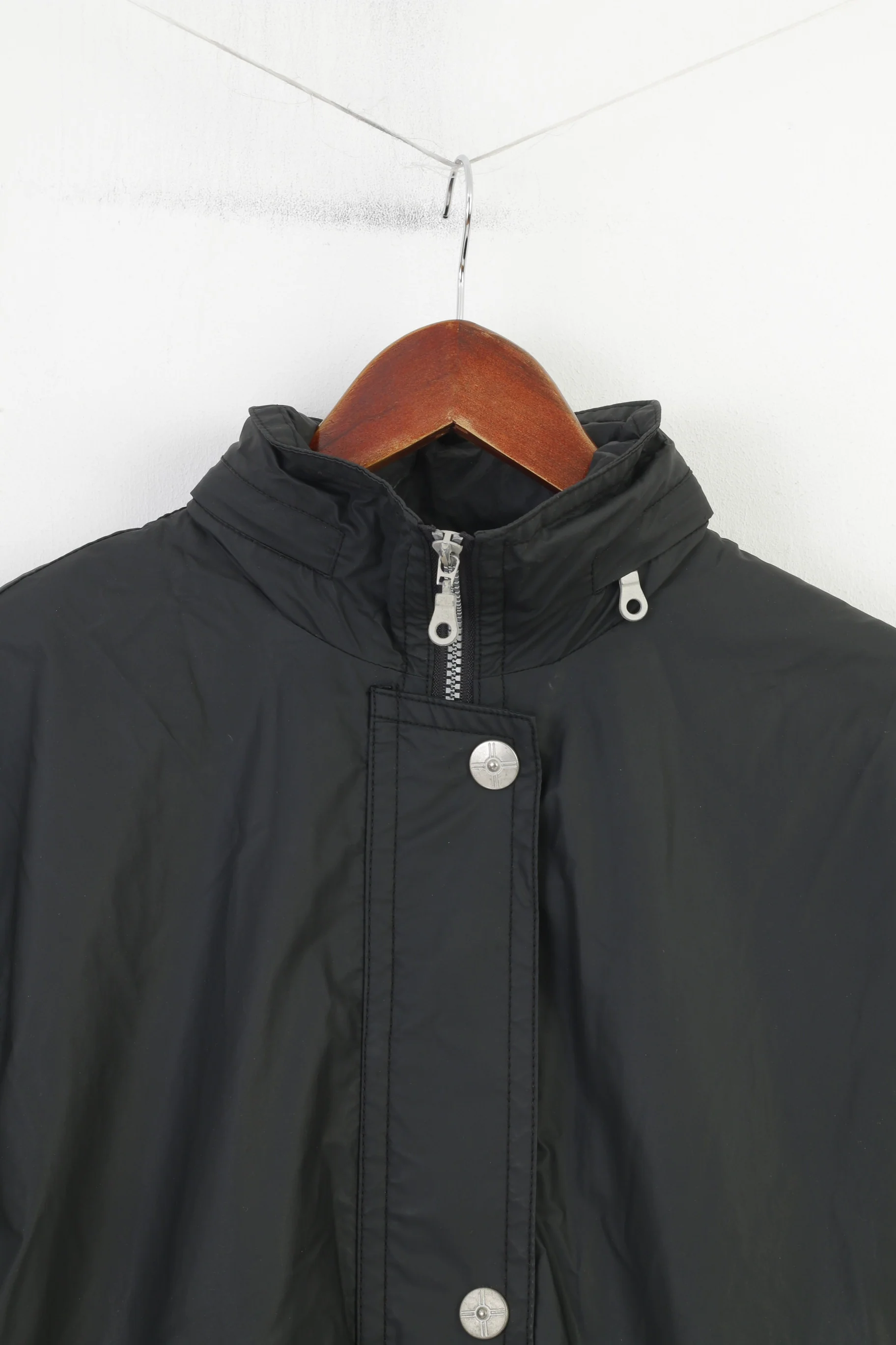 John F.Gee Women XL Jacket Black Collar Light Parka Hood Full Zipper Without Limits Waterproof Vintage Top - Image 2